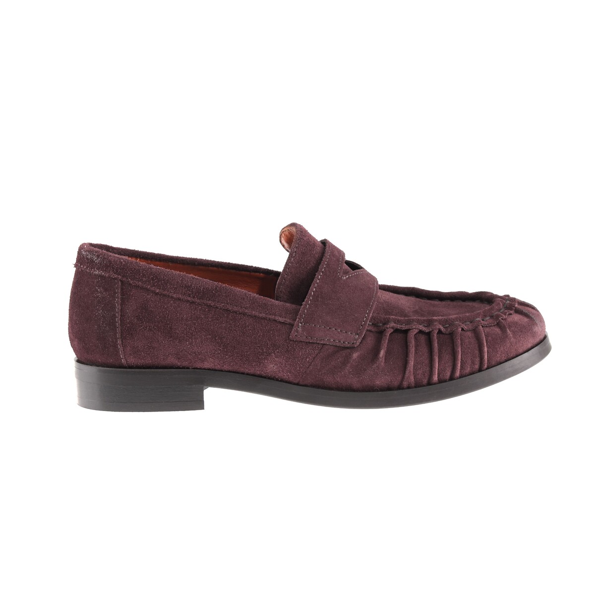 Mjus Pleated Suede Loafers Women's Burgundy Size 38 (5)