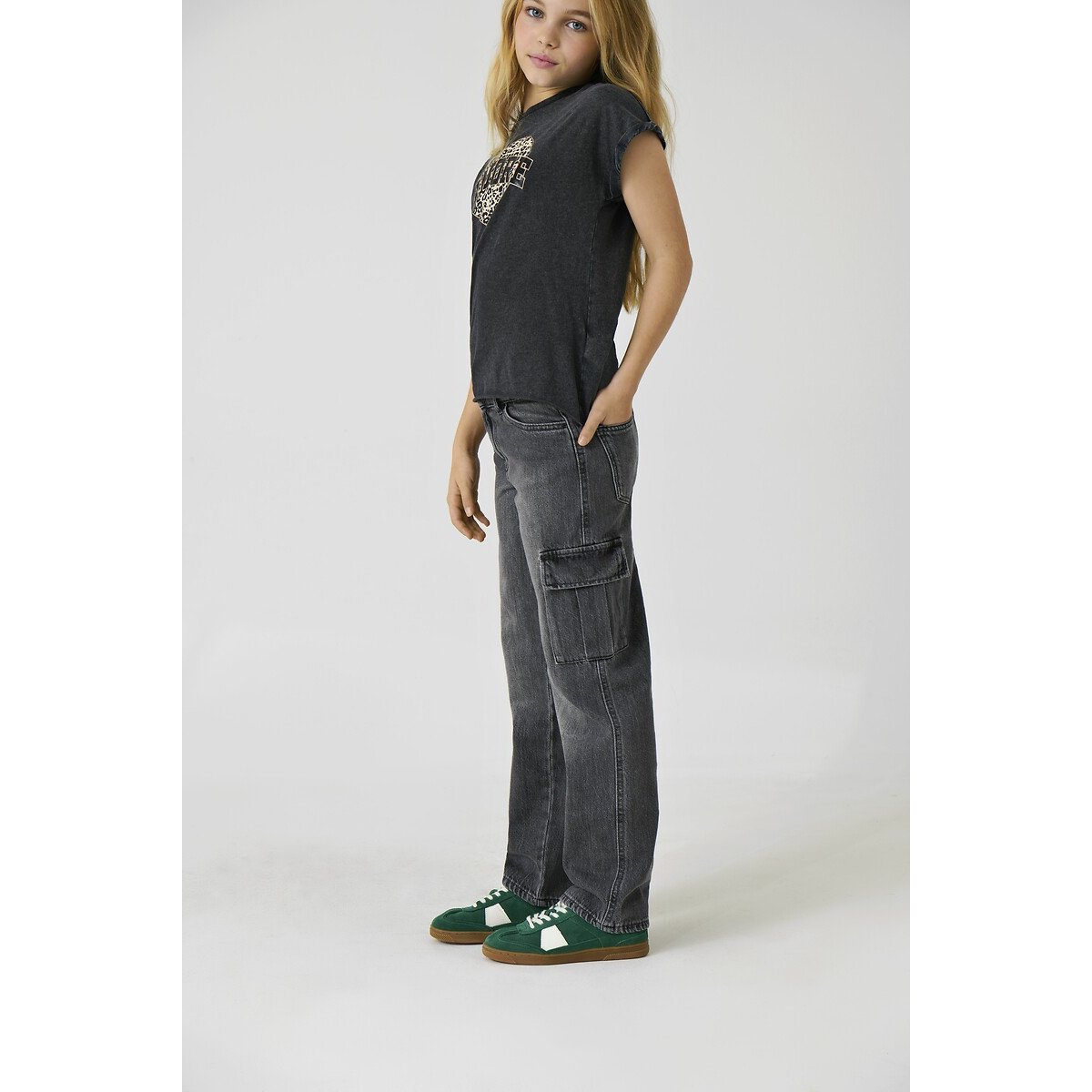 Jeans direitos, bolsos cargo, Kids Only