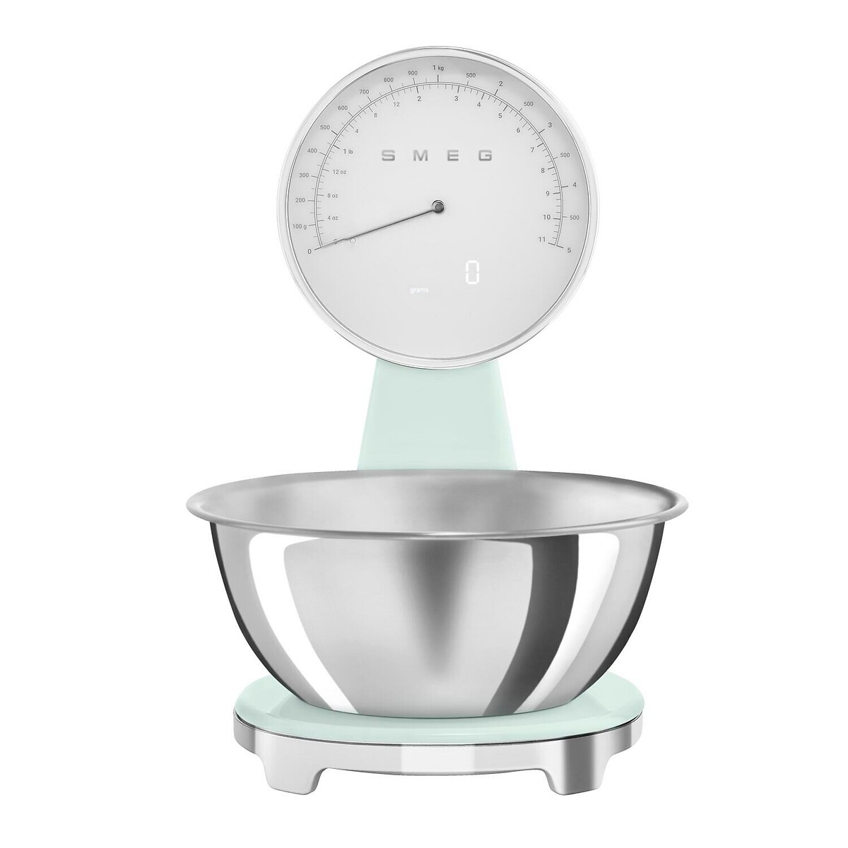 Smeg 50'S Style Analogue & Digital Scales With Removeable Bowl, Pastel Green - Image 9