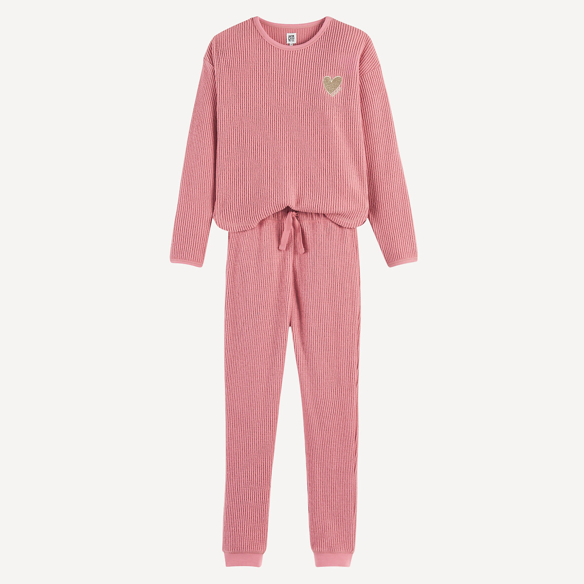 La Redoute Collections Brushed Honeycomb Print Pyjamas Pink 12Y (150Cm)