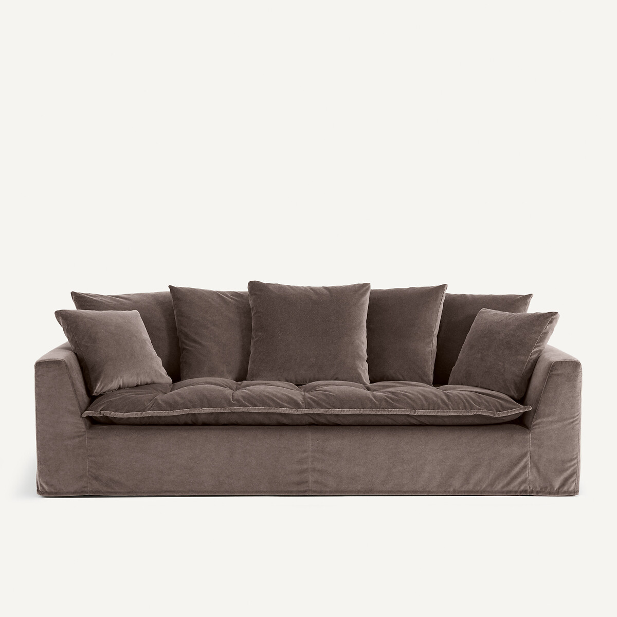 Am.pm Sofá terciopelo y lino, Otavia. Talla 4 plazas. Color Marron