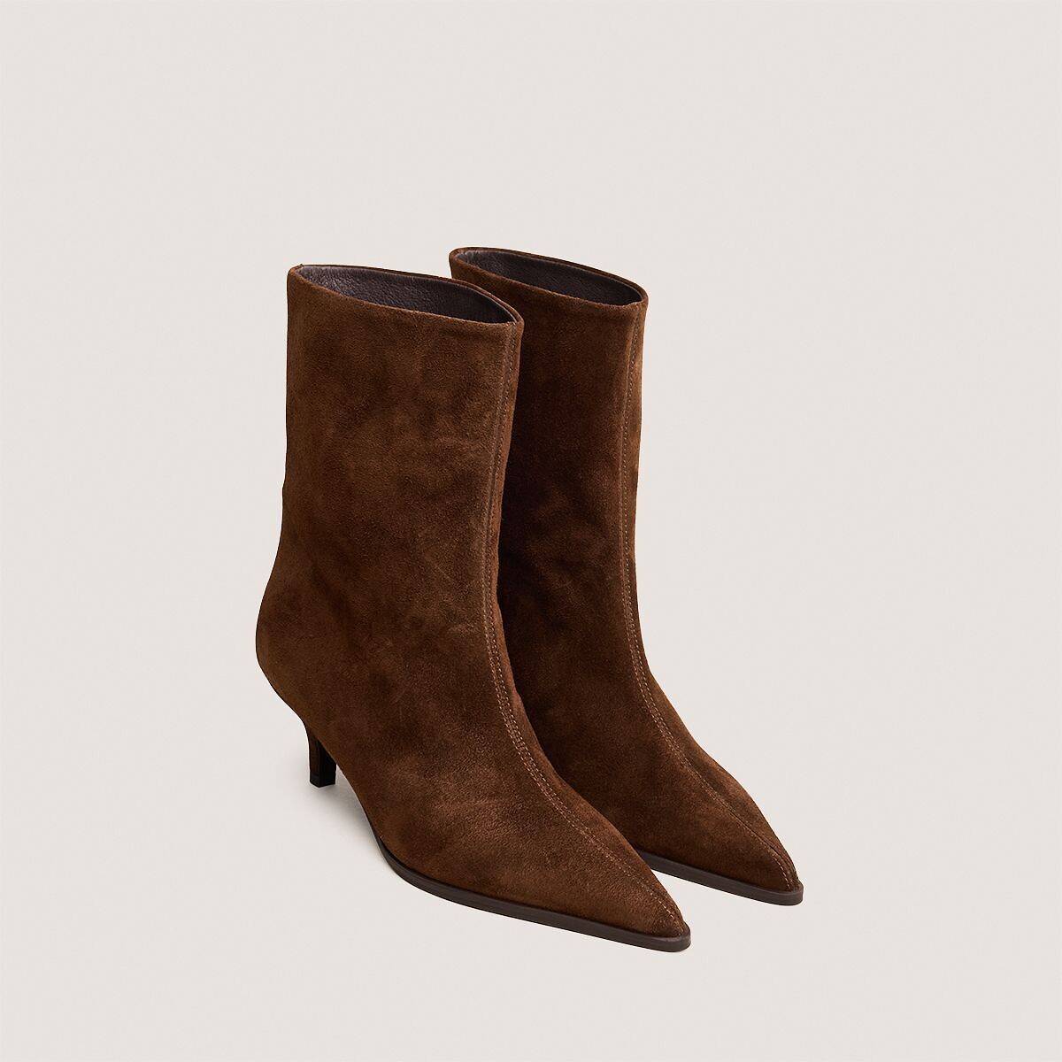 Jonak Delanie Low Heel Pointed Suede Ankle Boots Women's Brown Size 40 (6.5)