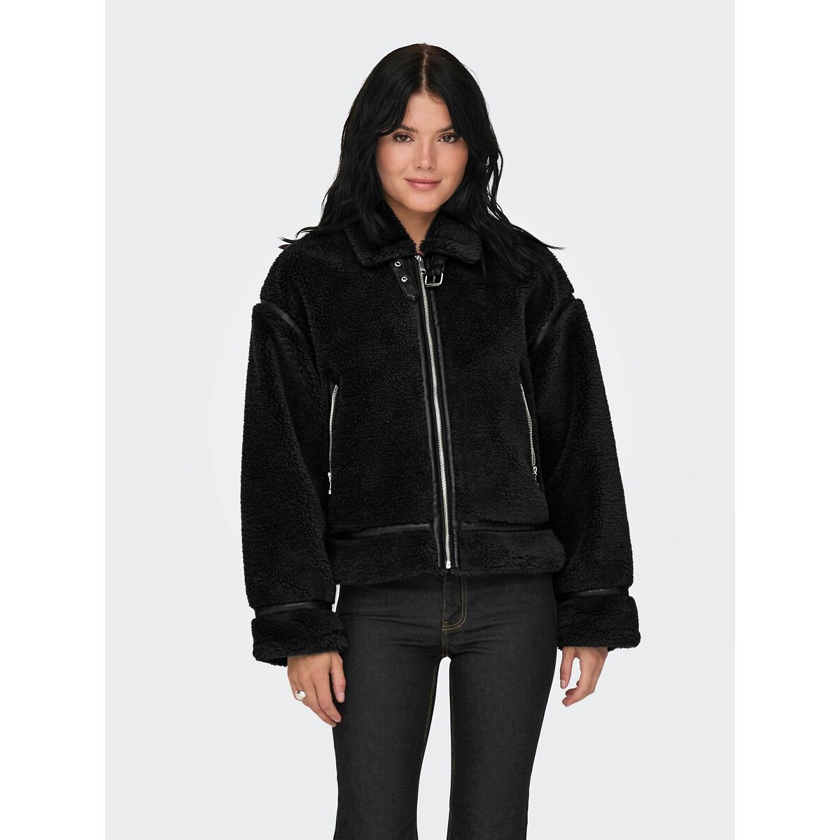 Only Sherpa Aviator Jacket Women's Black Small
