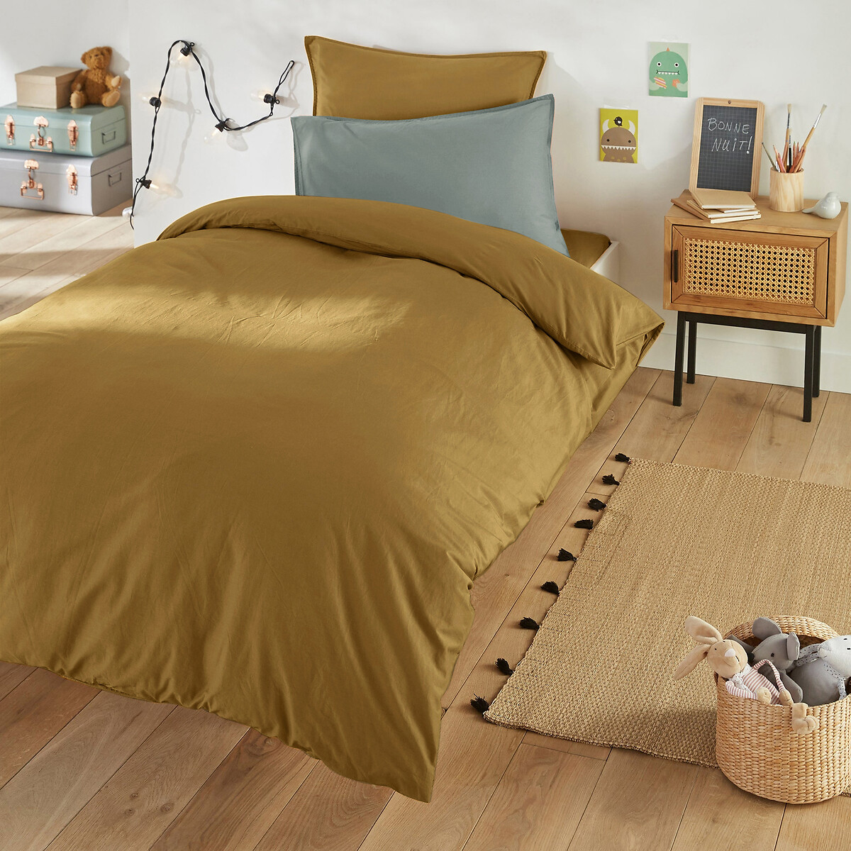 La Redoute Interieurs Scenario 100% Washed Cotton Duvet Cover Unisex Bronze Single (140X200cm)