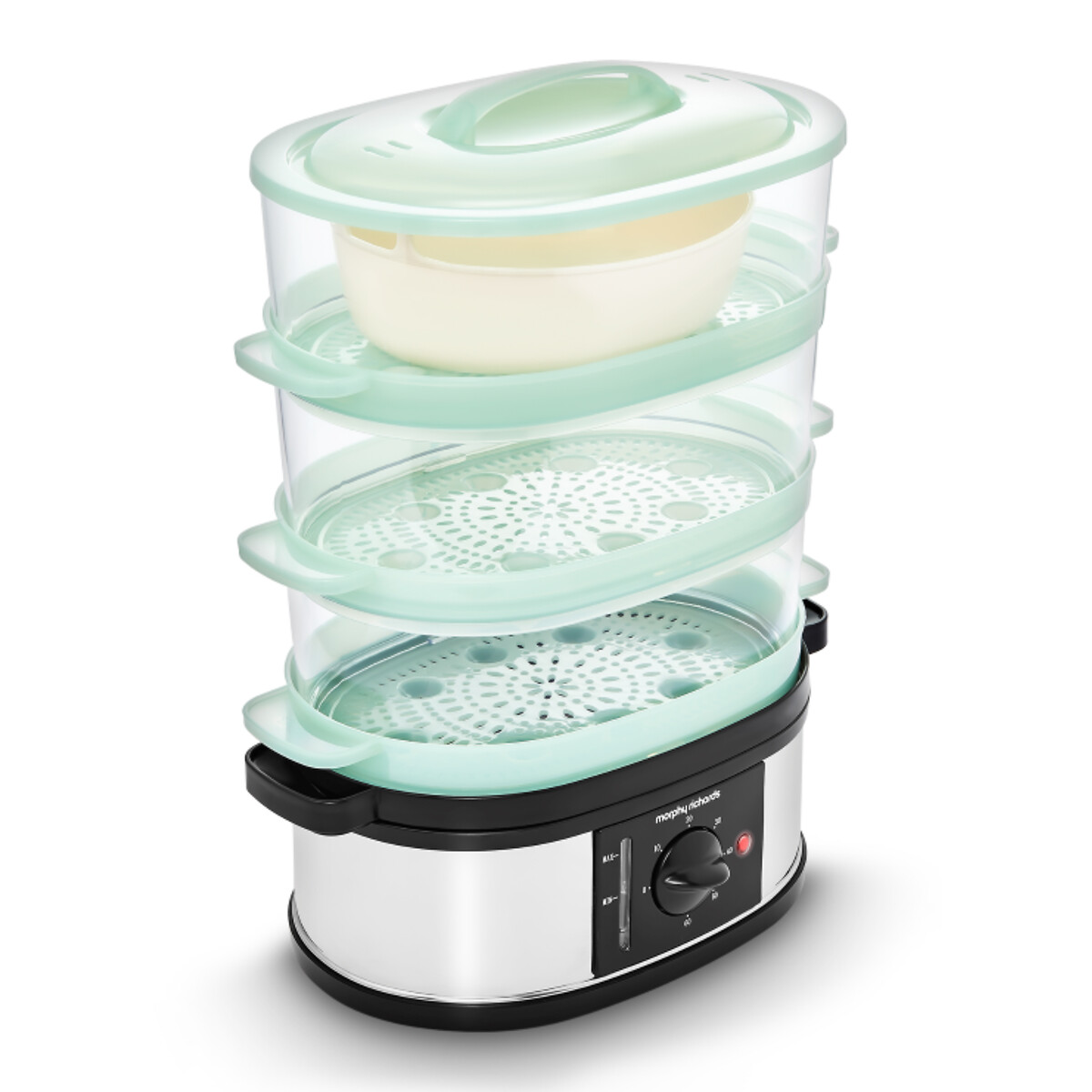 Morphy Richards Unisex Silver-Coloured 3-Tier Food Steamer - 48755