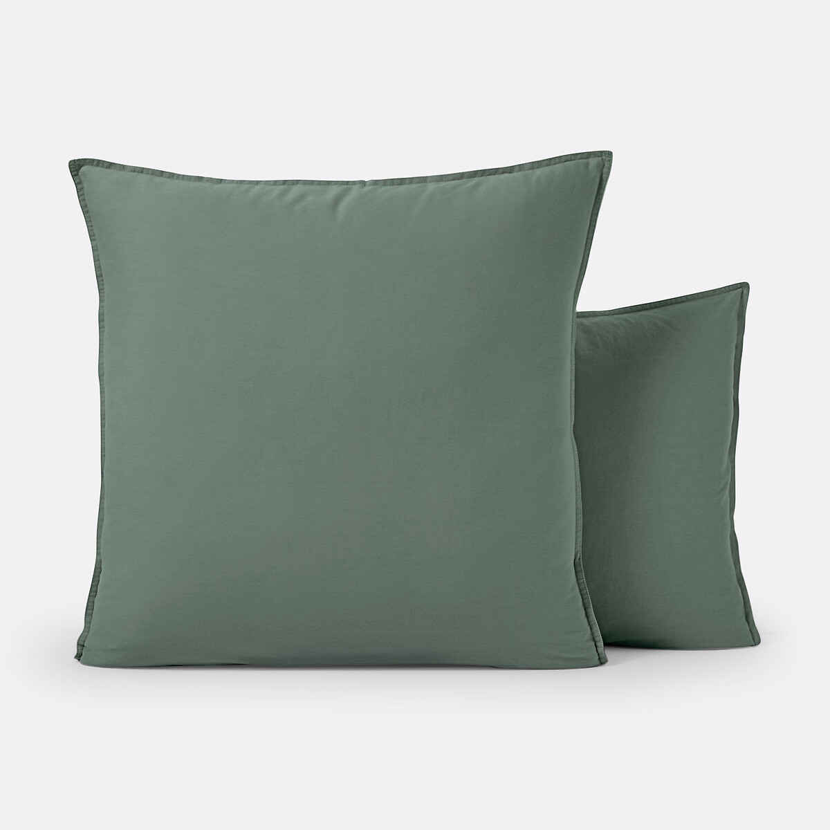 La Redoute Interieurs Scenario Plain 100% Washed Cotton Pillowcase Unisex Eucalyptus Square (63X63cm)