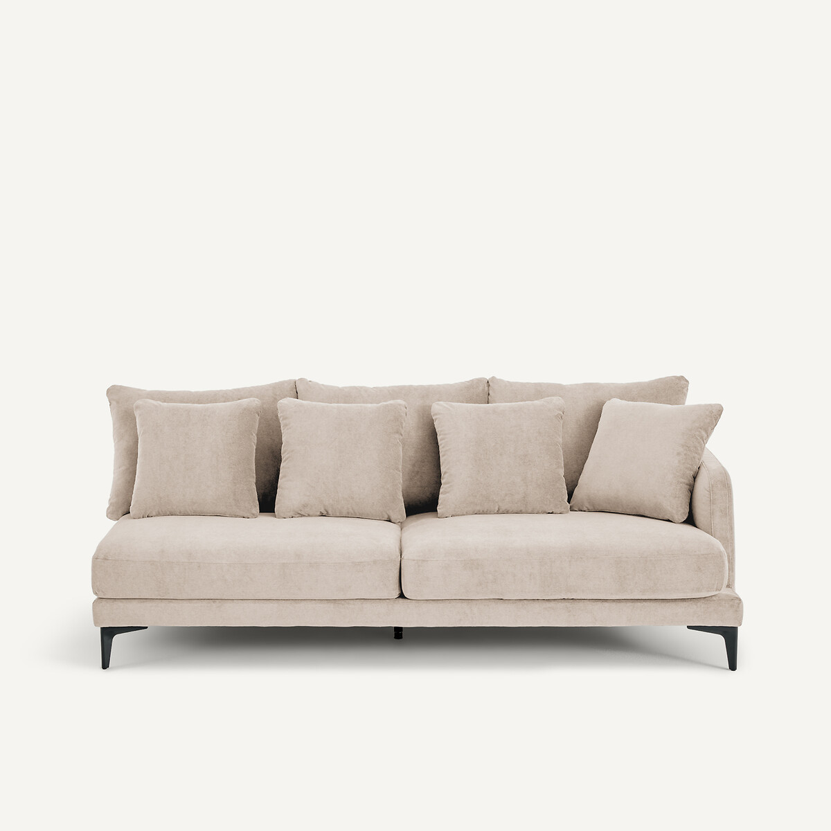 EMMANUEL GALLINA X AM.PM Halve 3-zitsbank in stone-kleurig fluweel, MODERNISTE, ontwerp Emmanuel Gallina