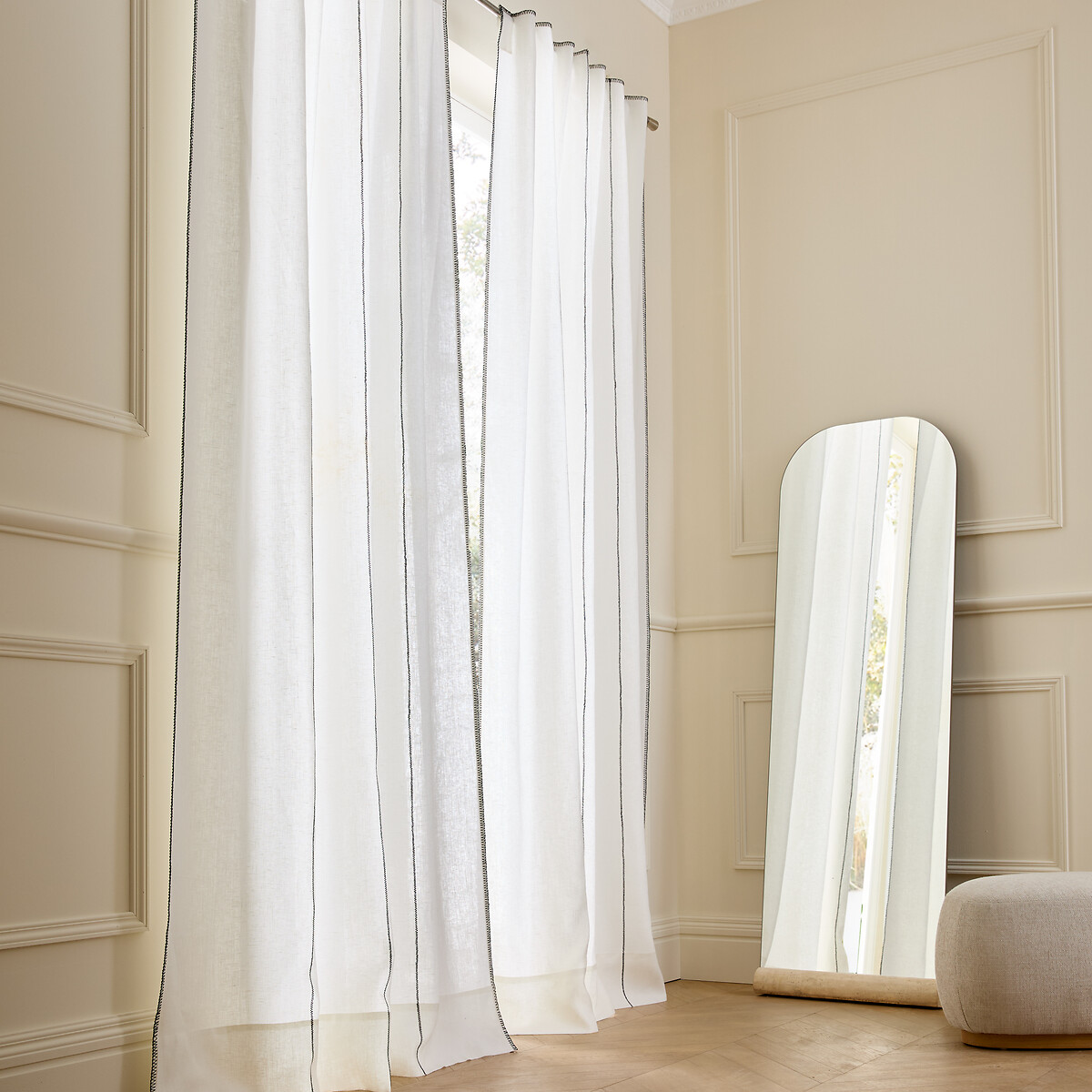 Am.pm Tojos 100% Washed Linen Hidden Tab Curtain Unisex White Size W140 X D220cm