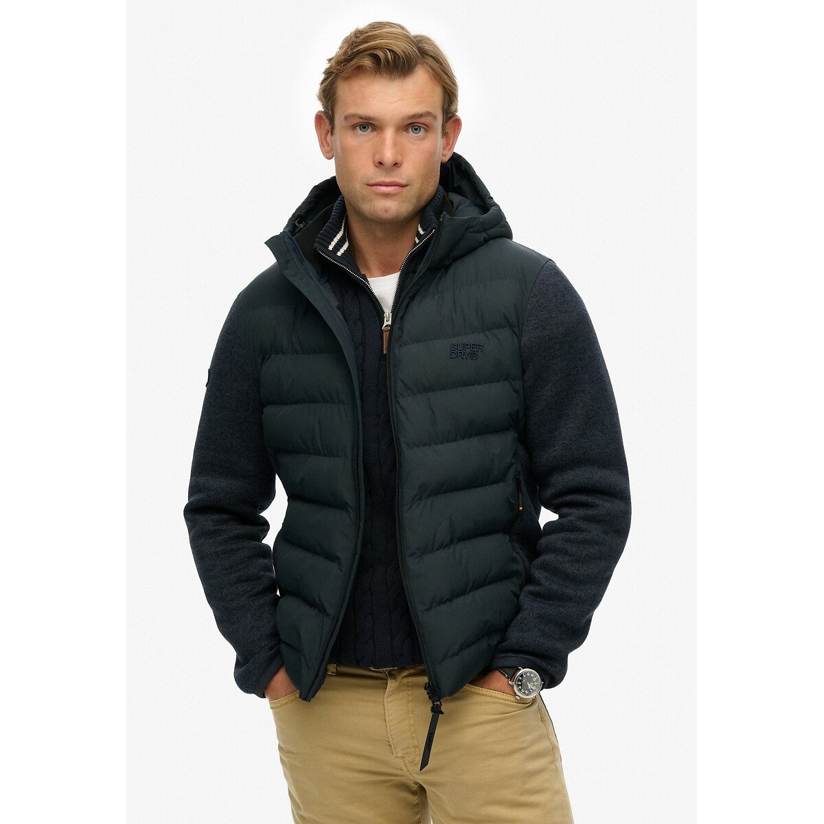 Superdry Men's Navy Blue Hybrid Padded Jacket Large