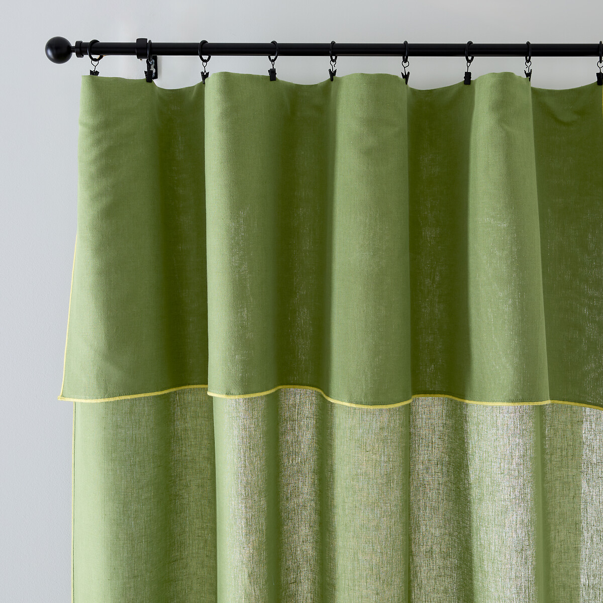 La Redoute Interieurs Warna Cotton/Linen Panel Unisex Olive Green Size D280 X W135cm