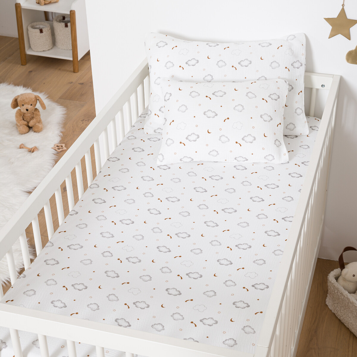 La Redoute Interieurs Nieva Baby's Fitted Sheet In Cotton Muslin For Mattress Height 17Cm Ecru Medium Infant