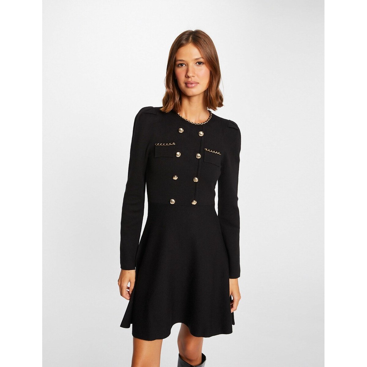 Morgan Women's Black Mid-Length Dress With Long Sleeves Medium