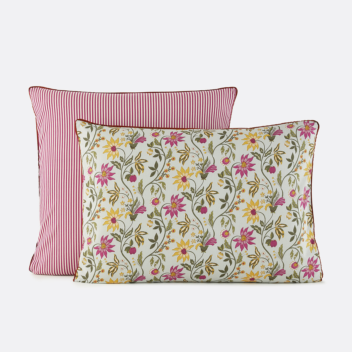 Funda de almohada de algodón lavado, estampado de flores, HARNEY. Talla 63 x 63 cm. Color