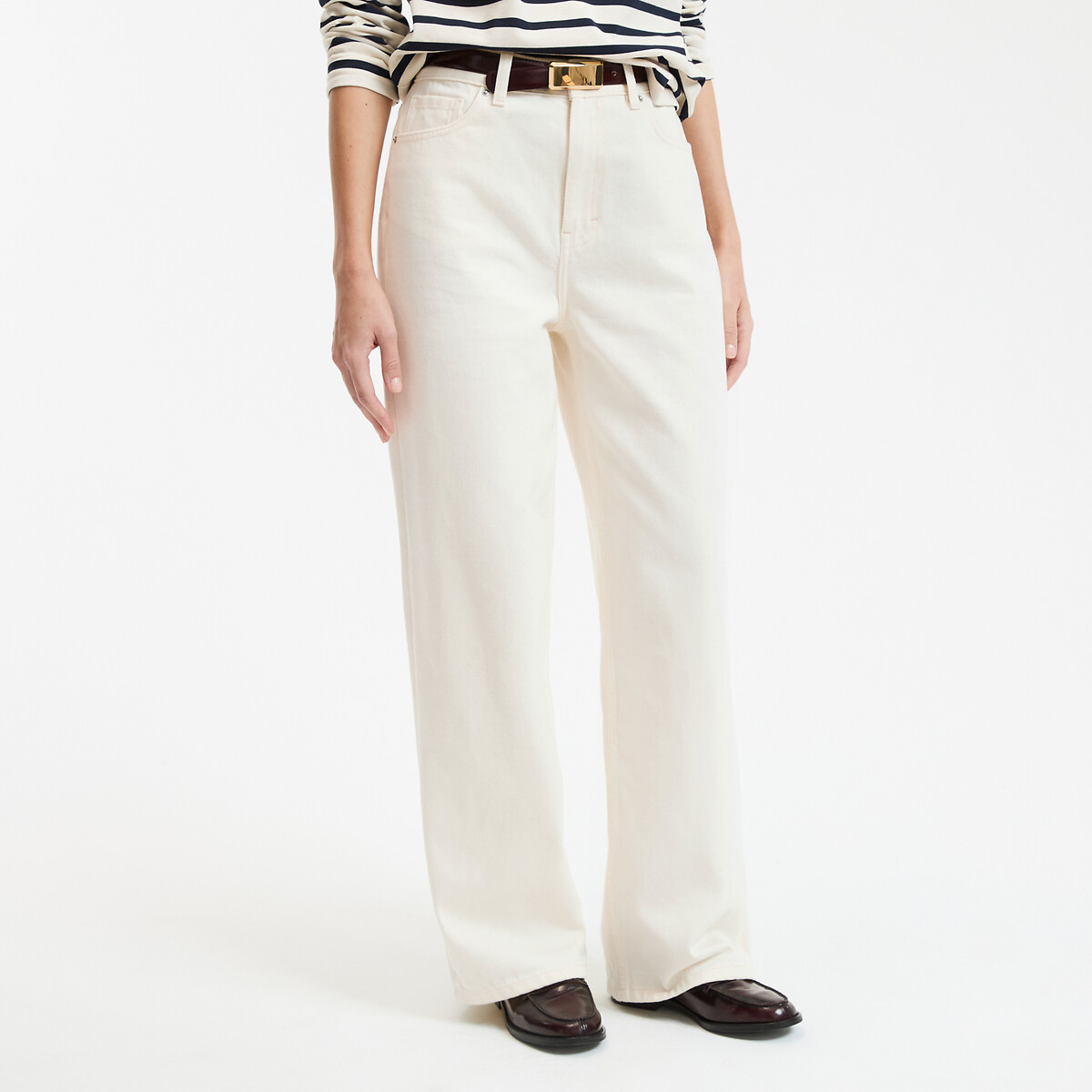 Vaqueros anchos Signature, MARCEAU Mujer Talla 48. Color Blanco