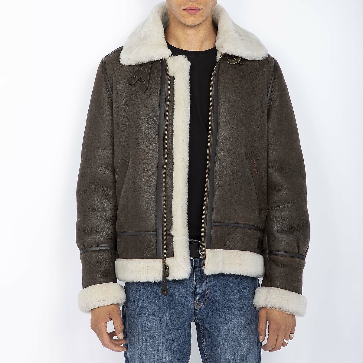 Schott Lc 1259 Leather Bomber Jacket Men's Brown Medium