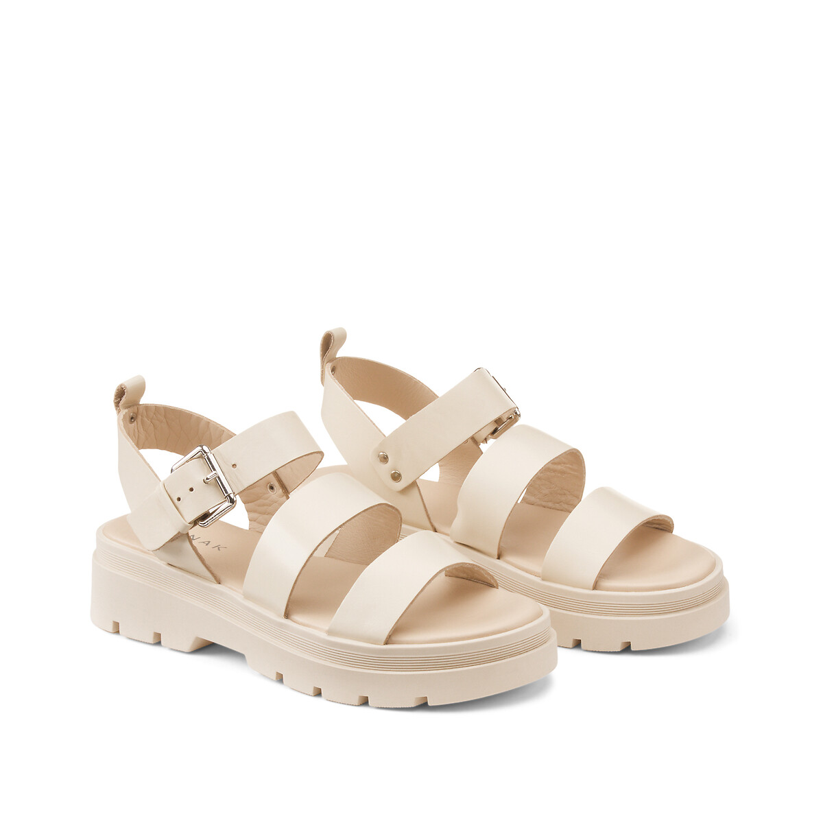 Jonak Priame Leather Sandals With Chunky Sole Women's Ecru Size 41 (7)