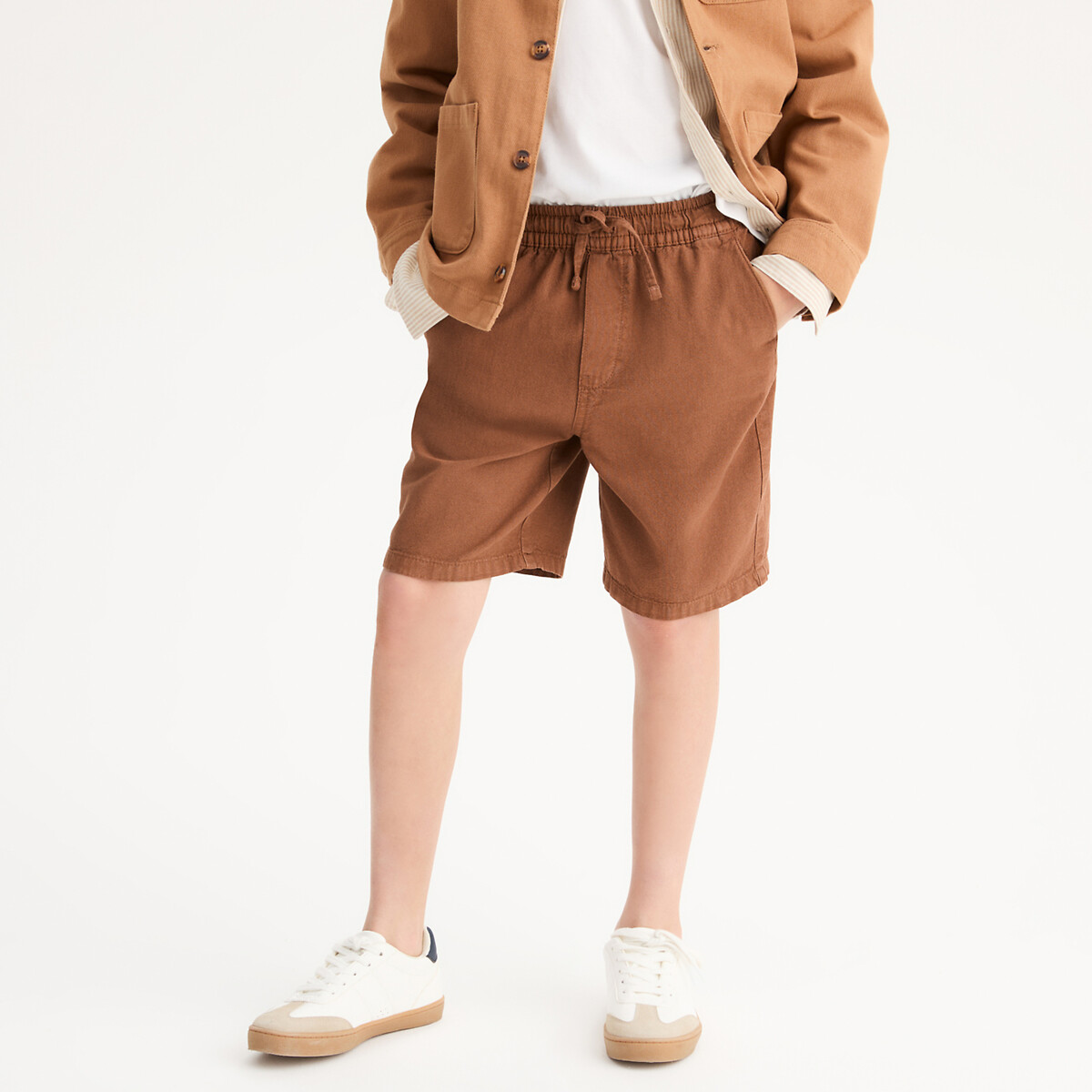 La Redoute Collections Cotton/Linen Bermuda Shorts Brown 6Y (114Cm)