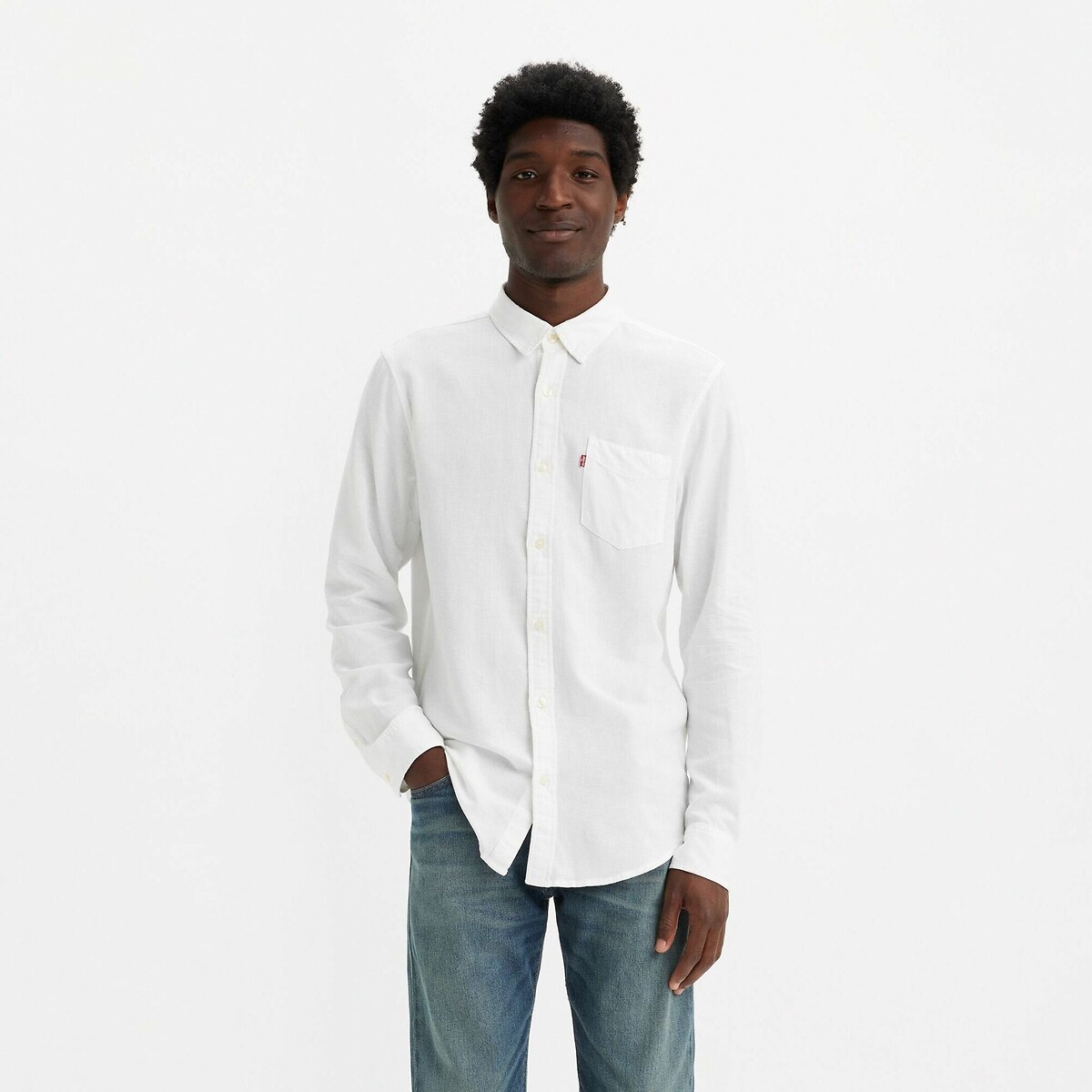 Levi's Cotton Linen Shirt In Regular Fit With Pocket Men's White Medium