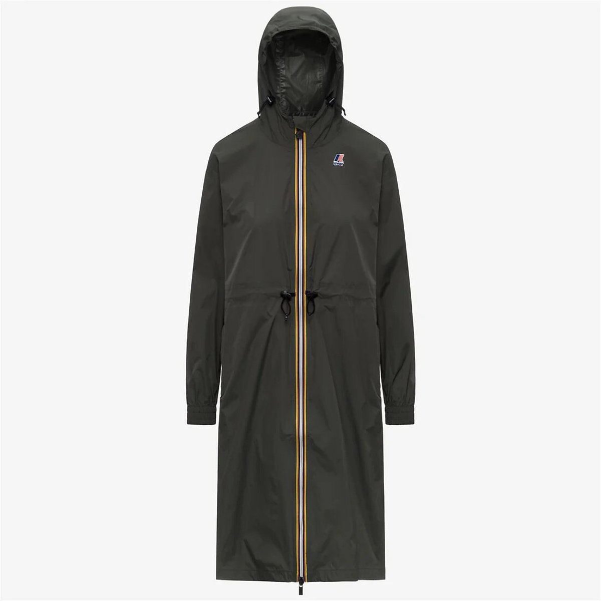 K-Way Le Vrai 4.0 Delia Long Hooded Windbreaker Women's Khaki Small