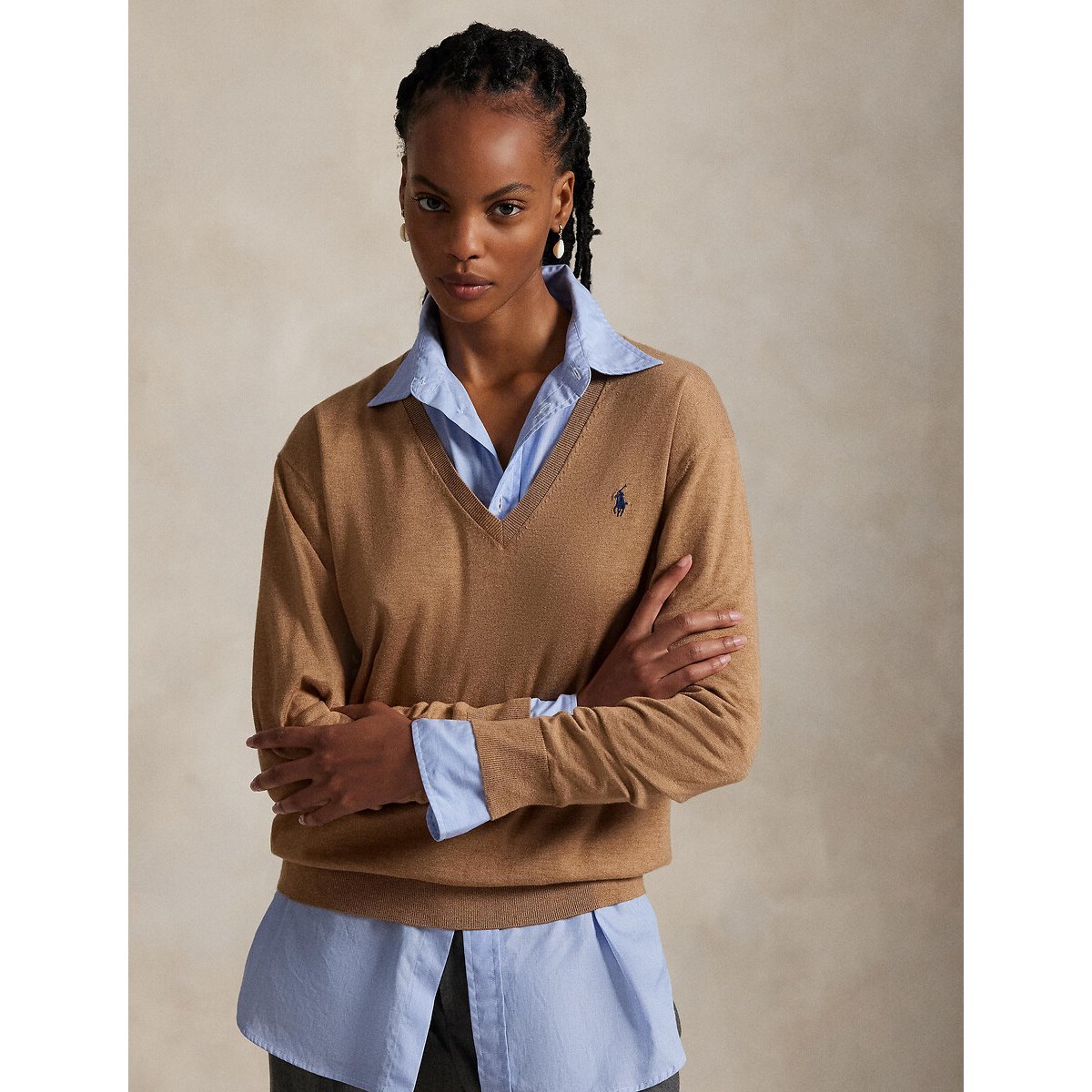 Pull col V en maille fine 