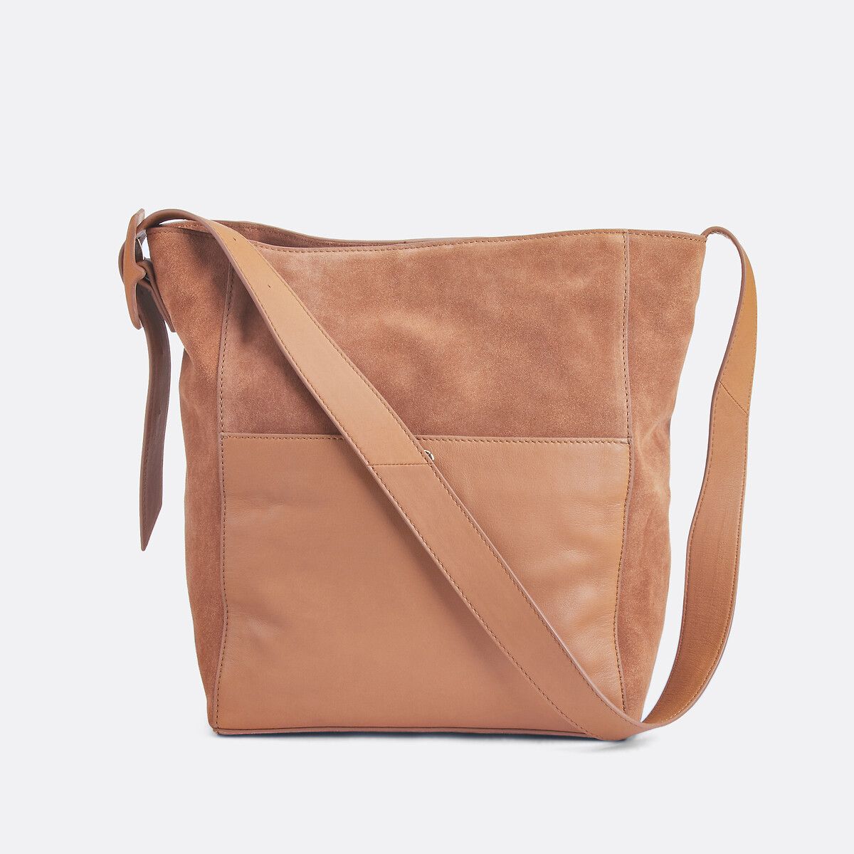 La Redoute Collections Signatures Buckle Tote Bag In Suede Women's Camel