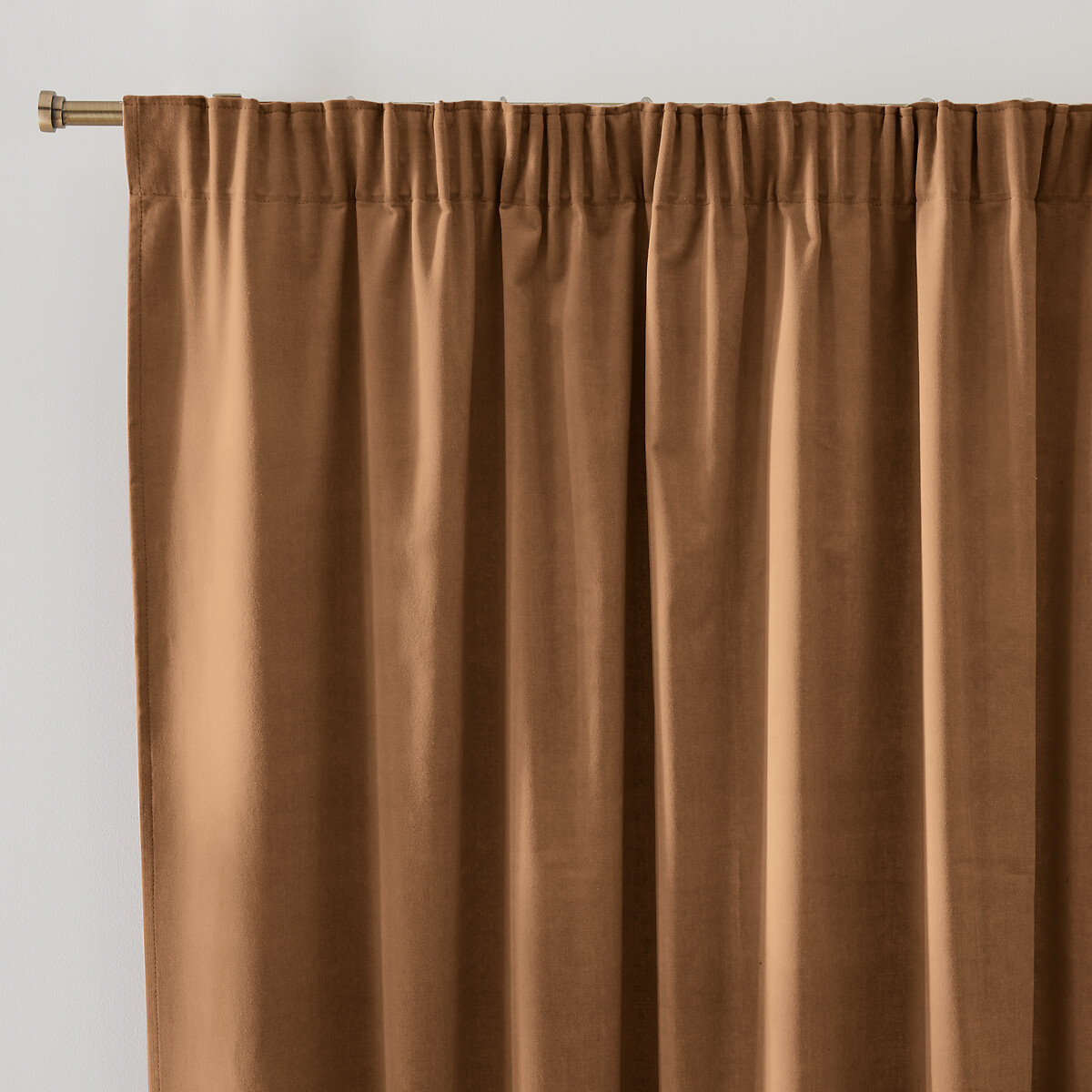 La Redoute Interieurs Velvet Curtain With Pencil Pleat And Wave Unisex Tobacco Size D260 X W135cm