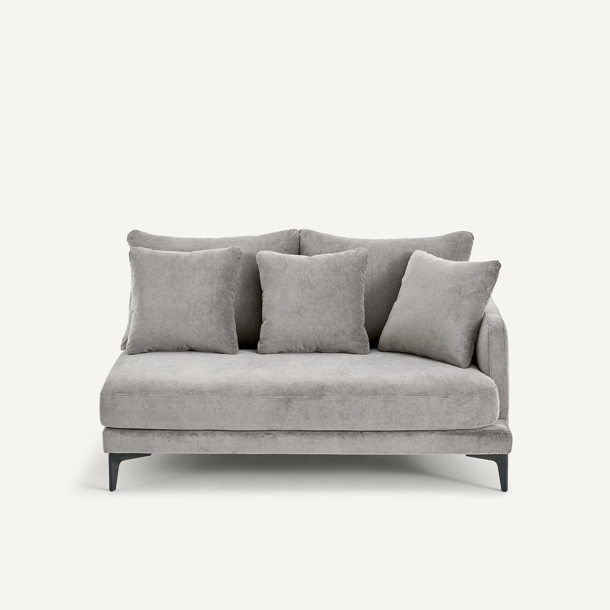 EMMANUEL GALLINA X AM.PM Halve bank in stone-kleurig fluweel, 2-zit, MODERNISTE
