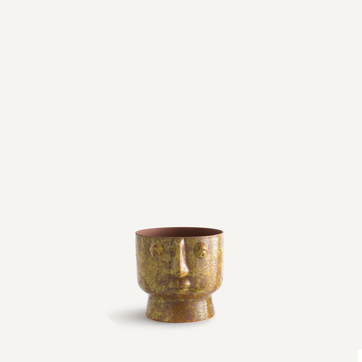 Am.pm Lesego 24Cm High Enamelled Ceramic Face Flower Pot Unisex Yellow