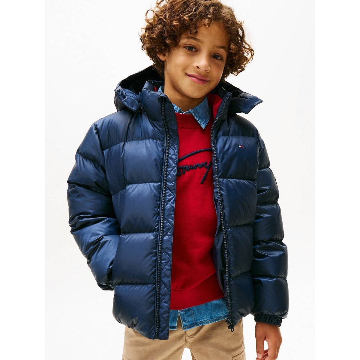 Tommy Hilfiger Navy Blue Hooded Padded Jacket 14Y (156Cm)