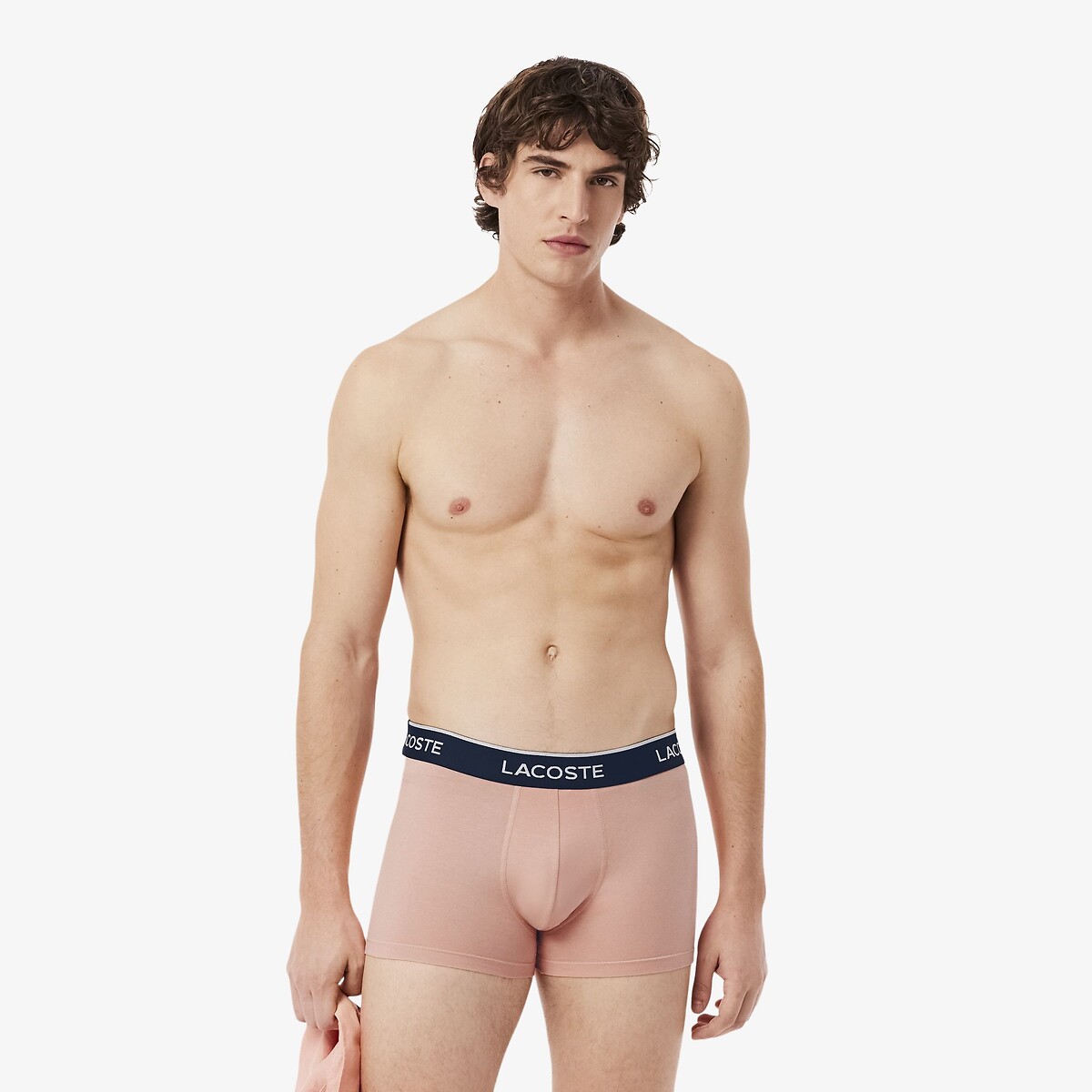 Set van 3 effen boxershorts, stretch katoen