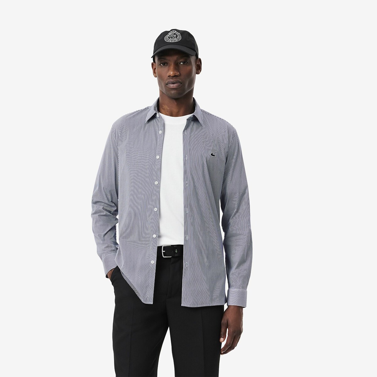 Chemise slim fit en popeline rayée