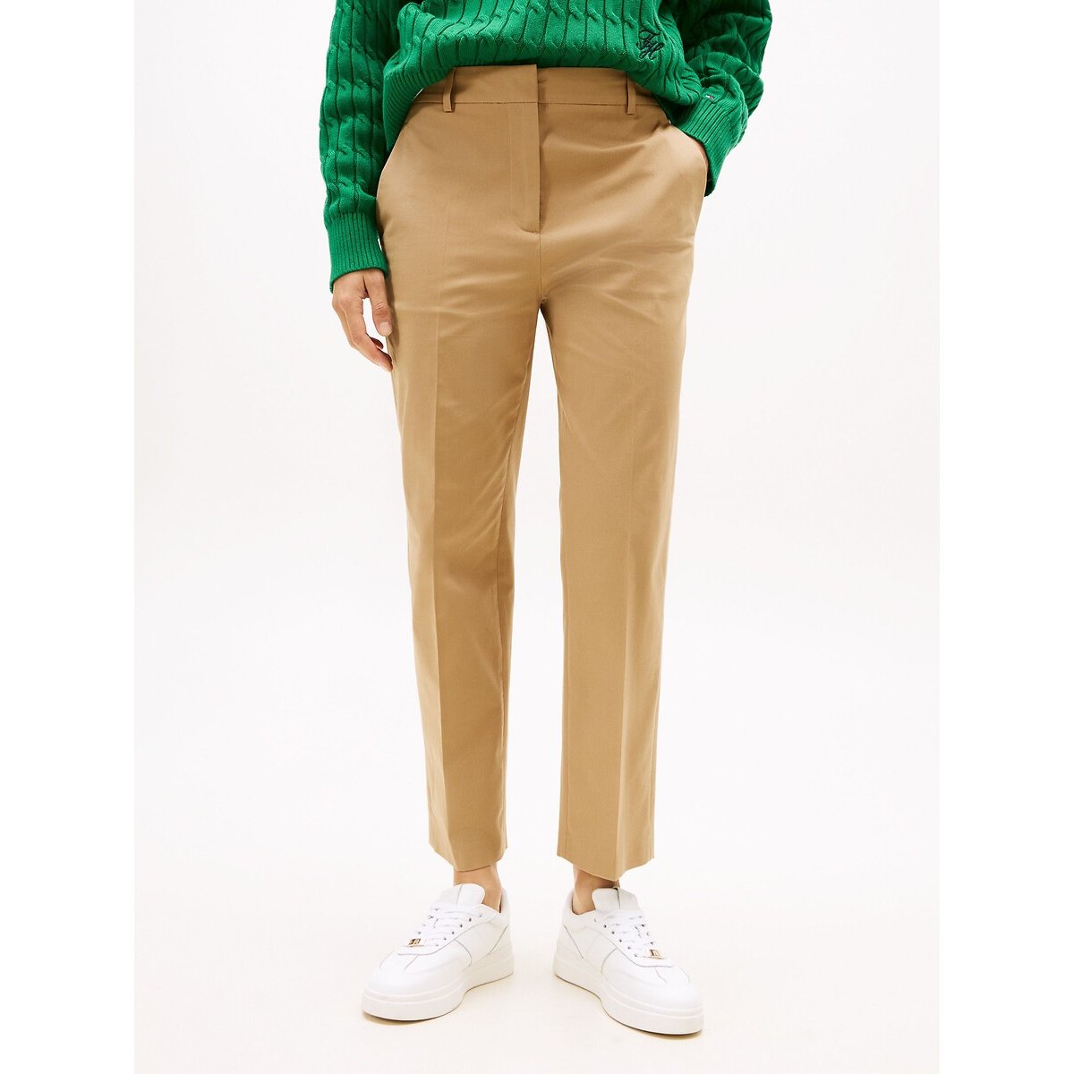 Tommy Hilfiger Ankle-Length Straight Chinos Women's Taupe Size 14