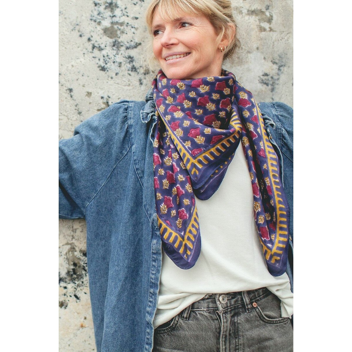Latika Poppy Silk Scarf, Large