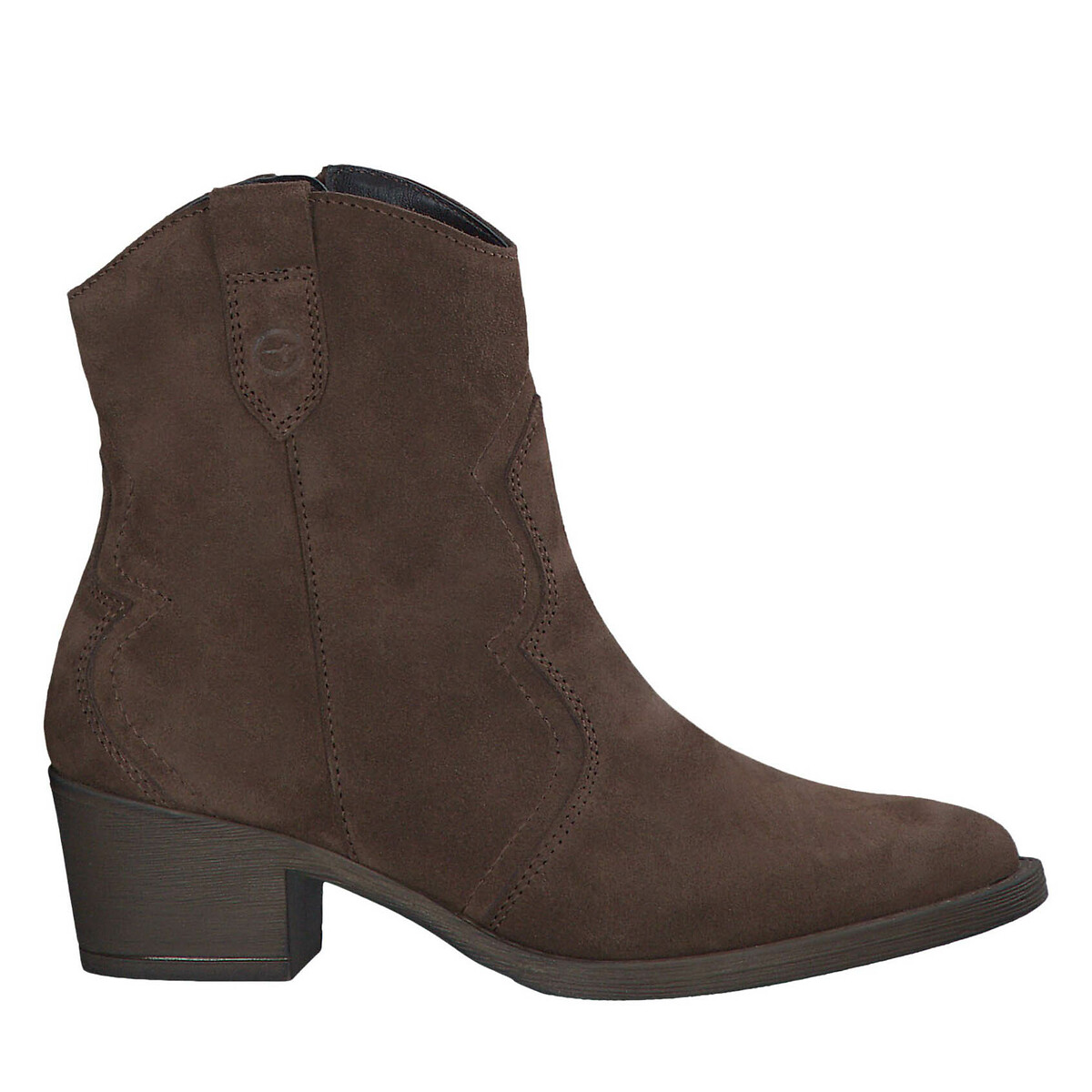 Tamaris Leather Cowboy Ankle Boots Women's Dark Brown Size 36 (3.5)