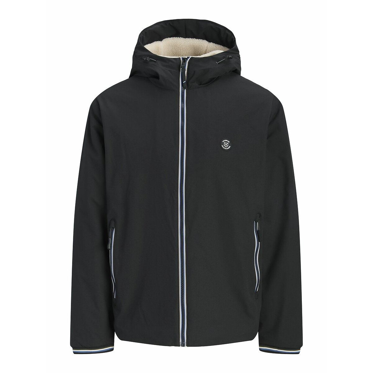 Jack & Jones Hooded Windbreaker With Sherpa Lining Men's Black Medium