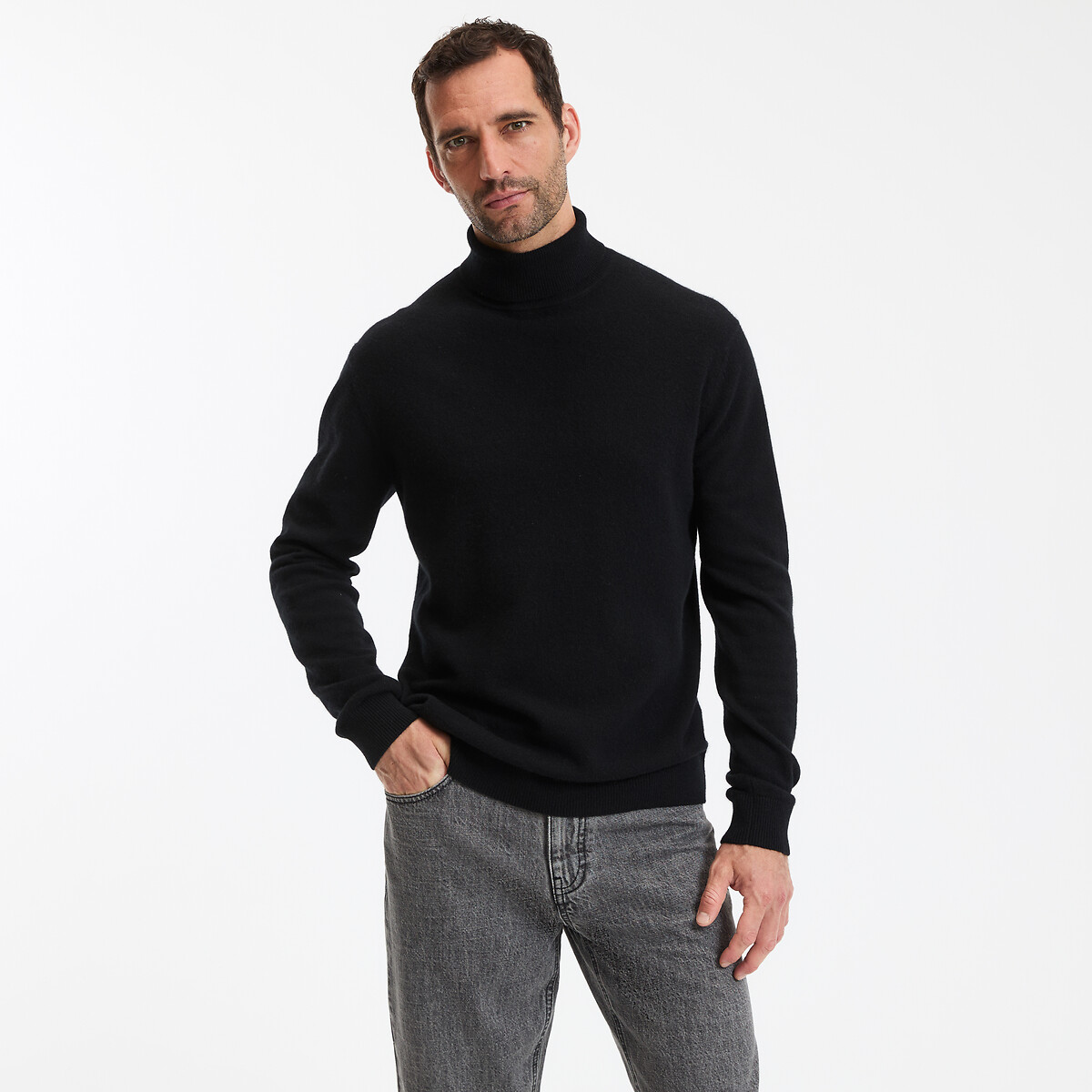 La Redoute Collections Cashmere Turtleneck Jumper Men's Black Xxl