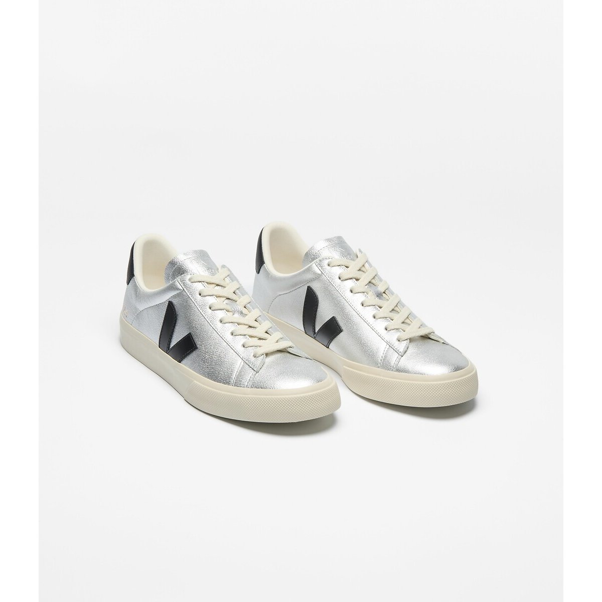 Veja Women's Silver-Coloured Campo Leather Trainers Size 40 (6.5)