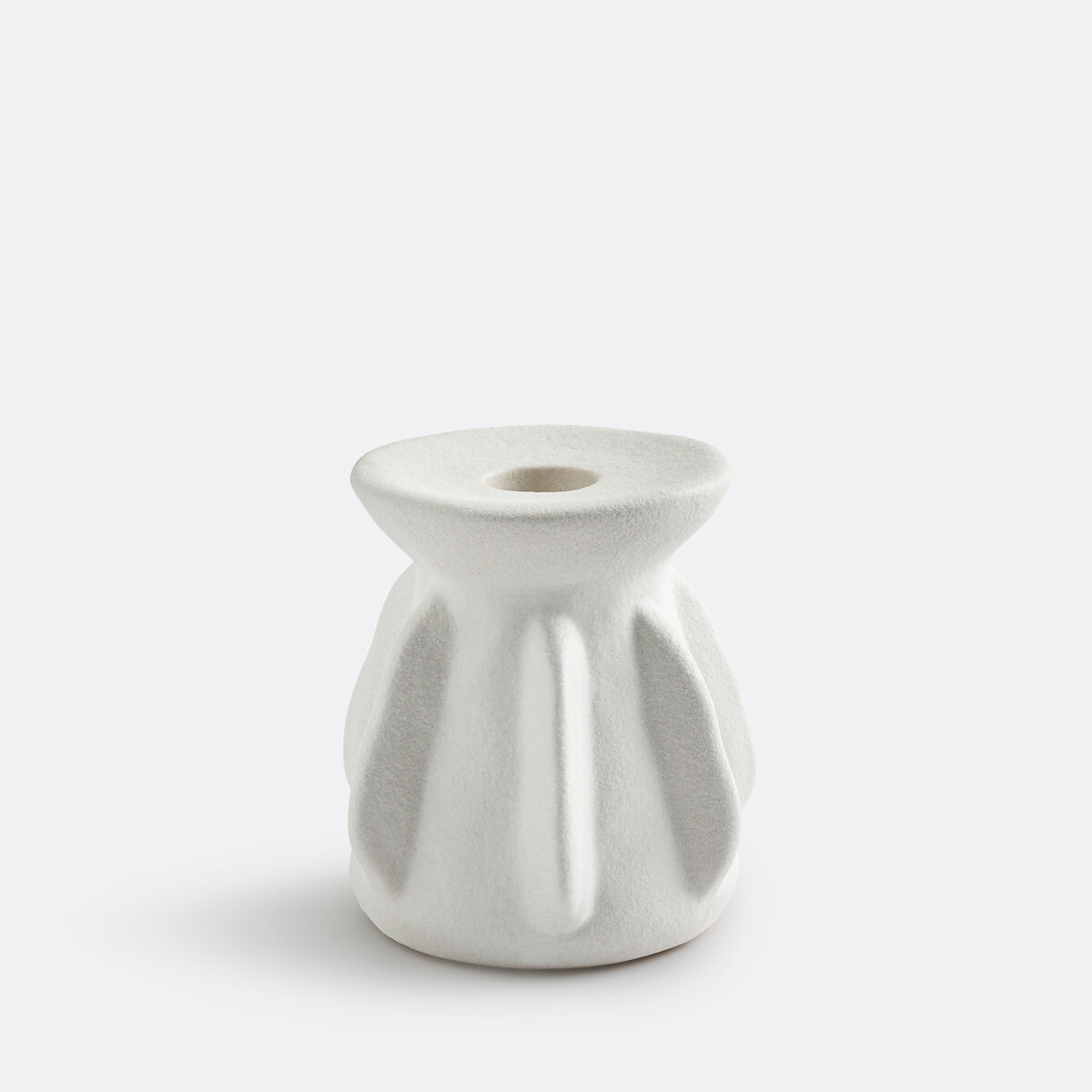 La Redoute Interieurs Textured Ceramic Candle Holder H9.5cm, Ilia Unisex White