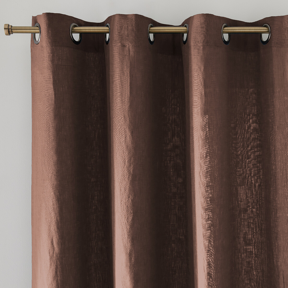 La Redoute Interieurs Onega Washed Linen Curtain With Eyelets Unisex Mahogany Size D350 X W135cm