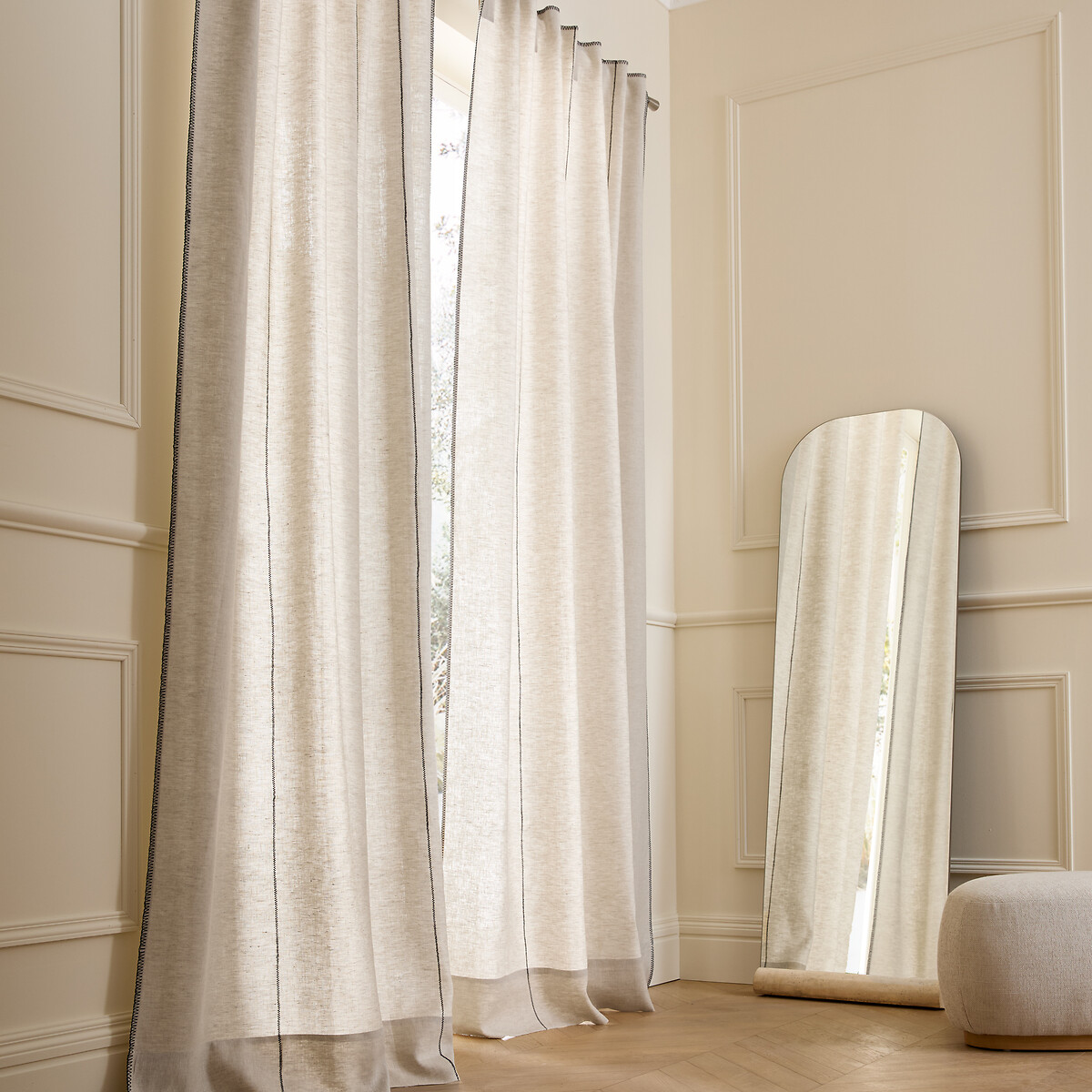 Am.pm Tojos 100% Washed Linen Hidden Tab Curtain Unisex Natural Size W280 X D350cm