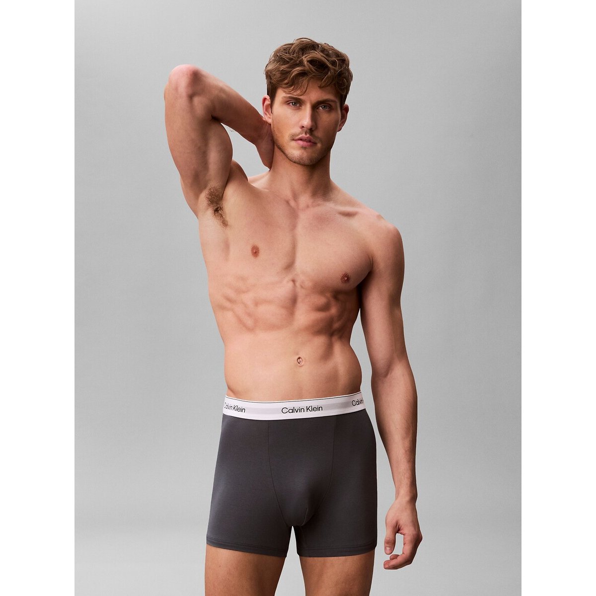Calvin Klein Underwear Pack Of 3 Relaxed Boxer Shorts With Pleats Icon Cotton Stretch Men's White + Grey + Blue Extra Large