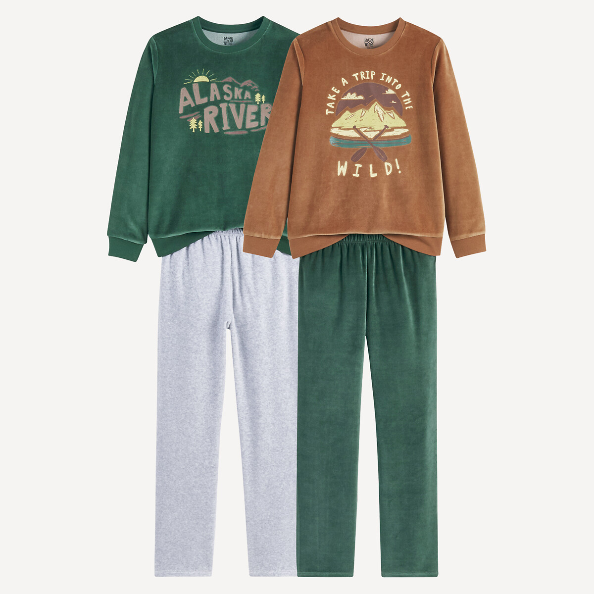 La Redoute Collections Pack Of 2 Pyjamas In Mountain Print Velour Assorted 4Y (102Cm)