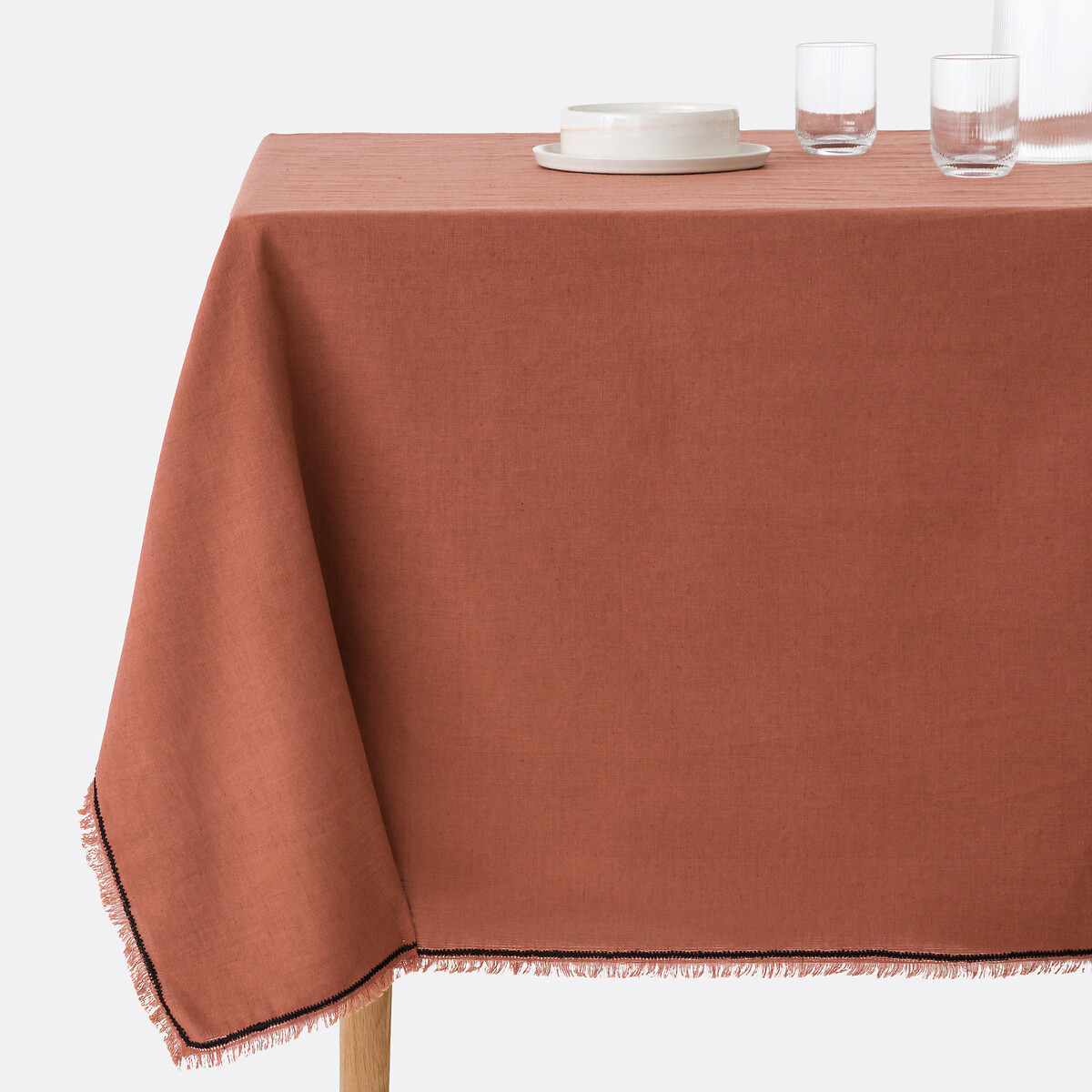 La Redoute Interieurs Menorca Linen Cotton Tablecloth Unisex Sienna Medium