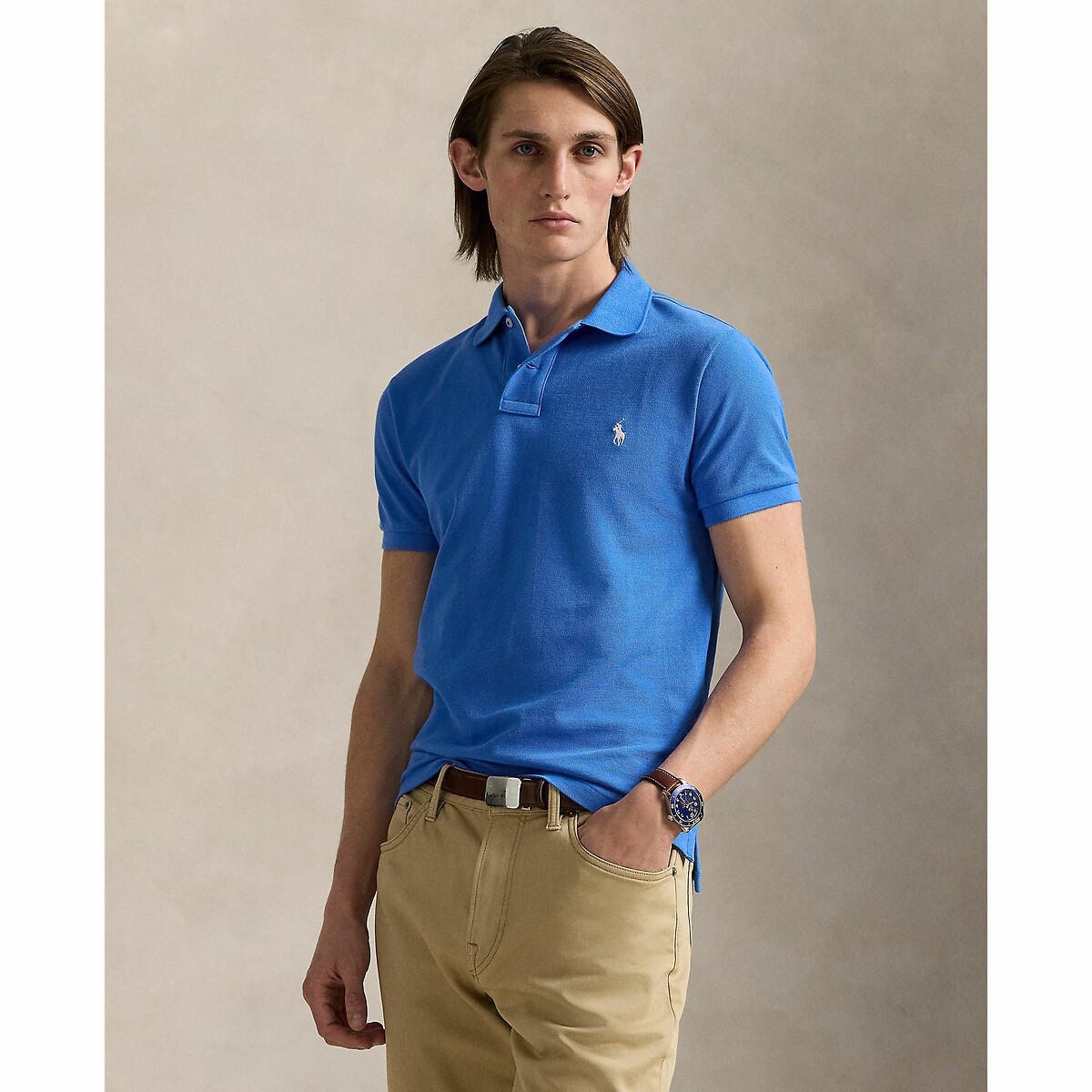 Polo Ralph Lauren Blue Cotton Pique Polo Shirt In Slim Fit Xxl