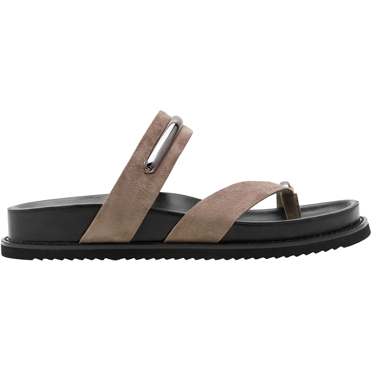 Tamaris Big Toe Loop Suede Mules Women's Taupe Size 37 (4)