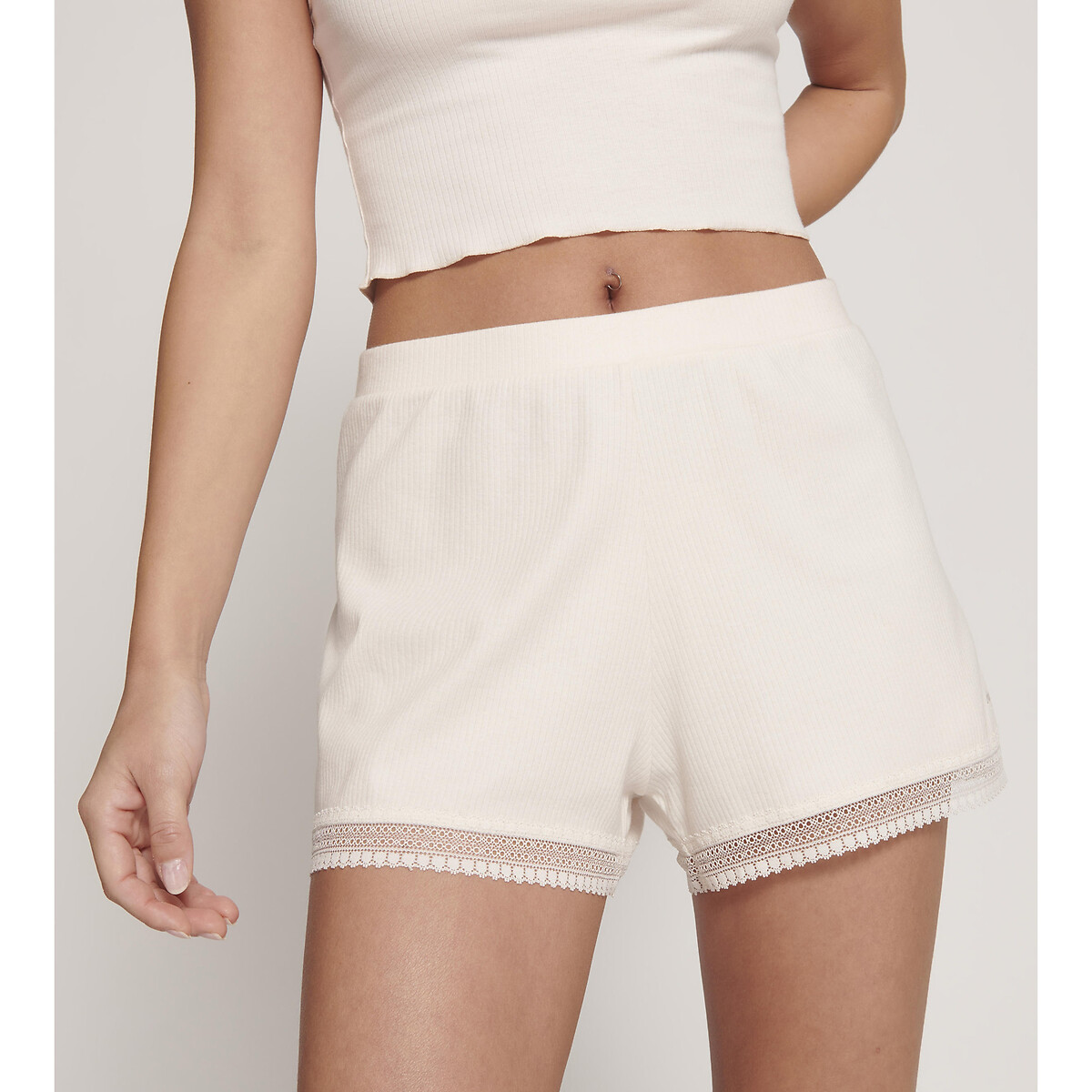 Sloggi Go Ribbed Boxer Shorts Women's Angora Ecru Extra Small