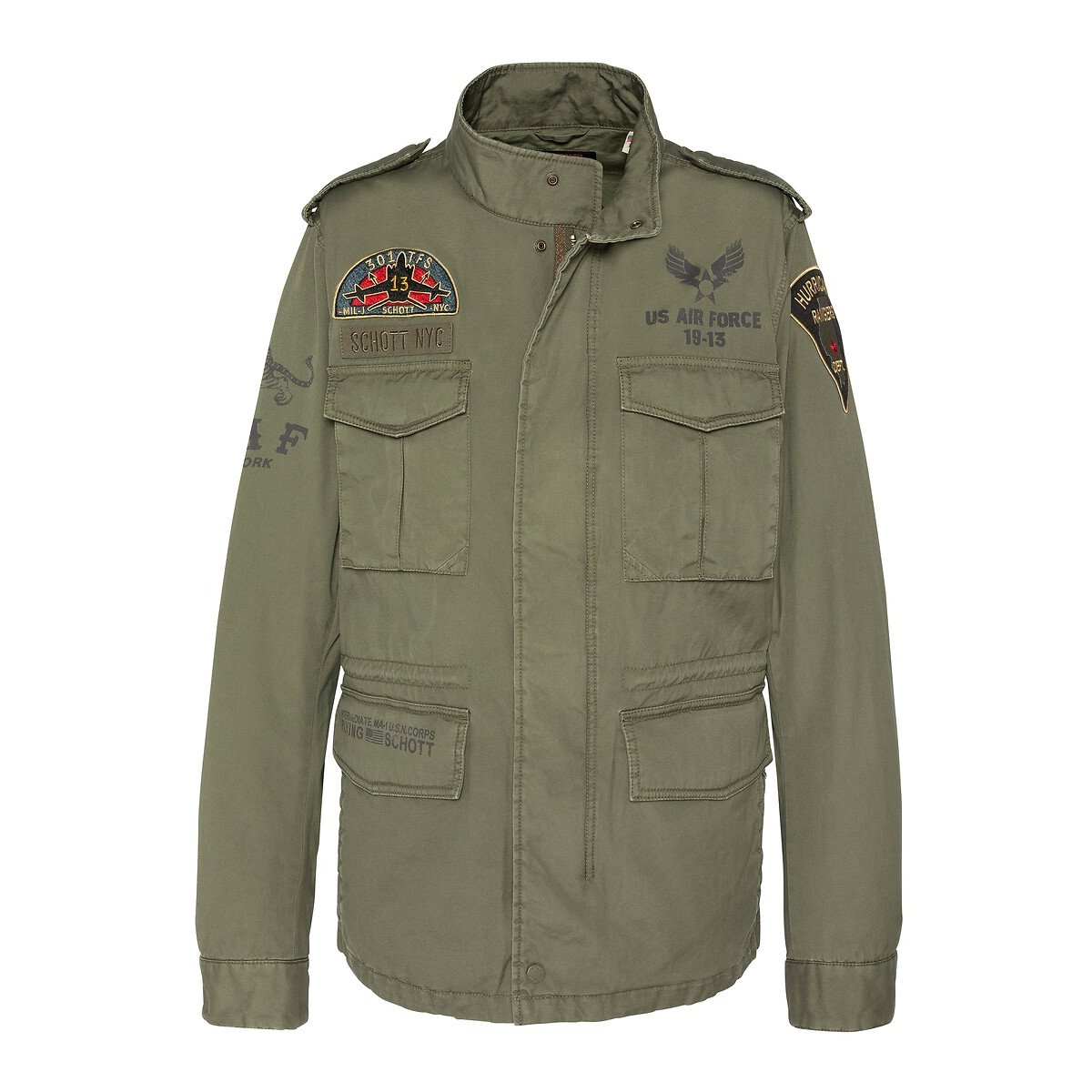 Schott Darden Army Jacket With Badges Men's Khaki Small