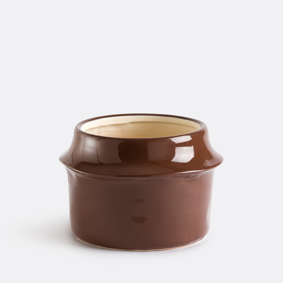 La Redoute Interieurs Filipio 25Cm Diameter Ceramic Flower Pot Unisex Mahogany