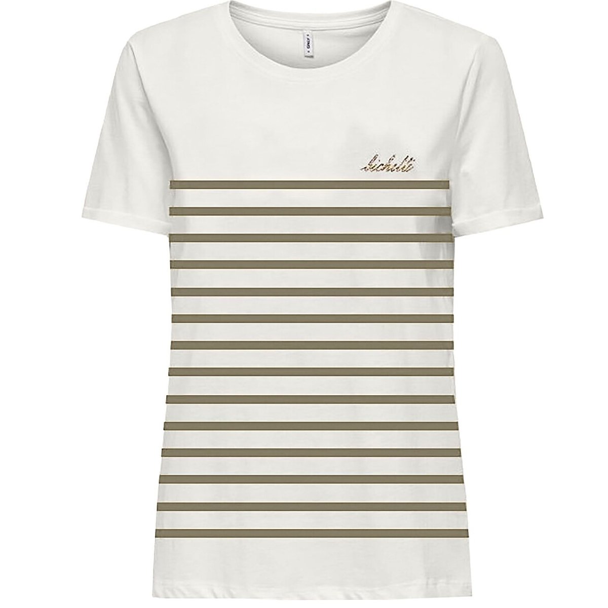 Only Striped Short Sleeve T-Shirt Women's White/Green Extra Small
