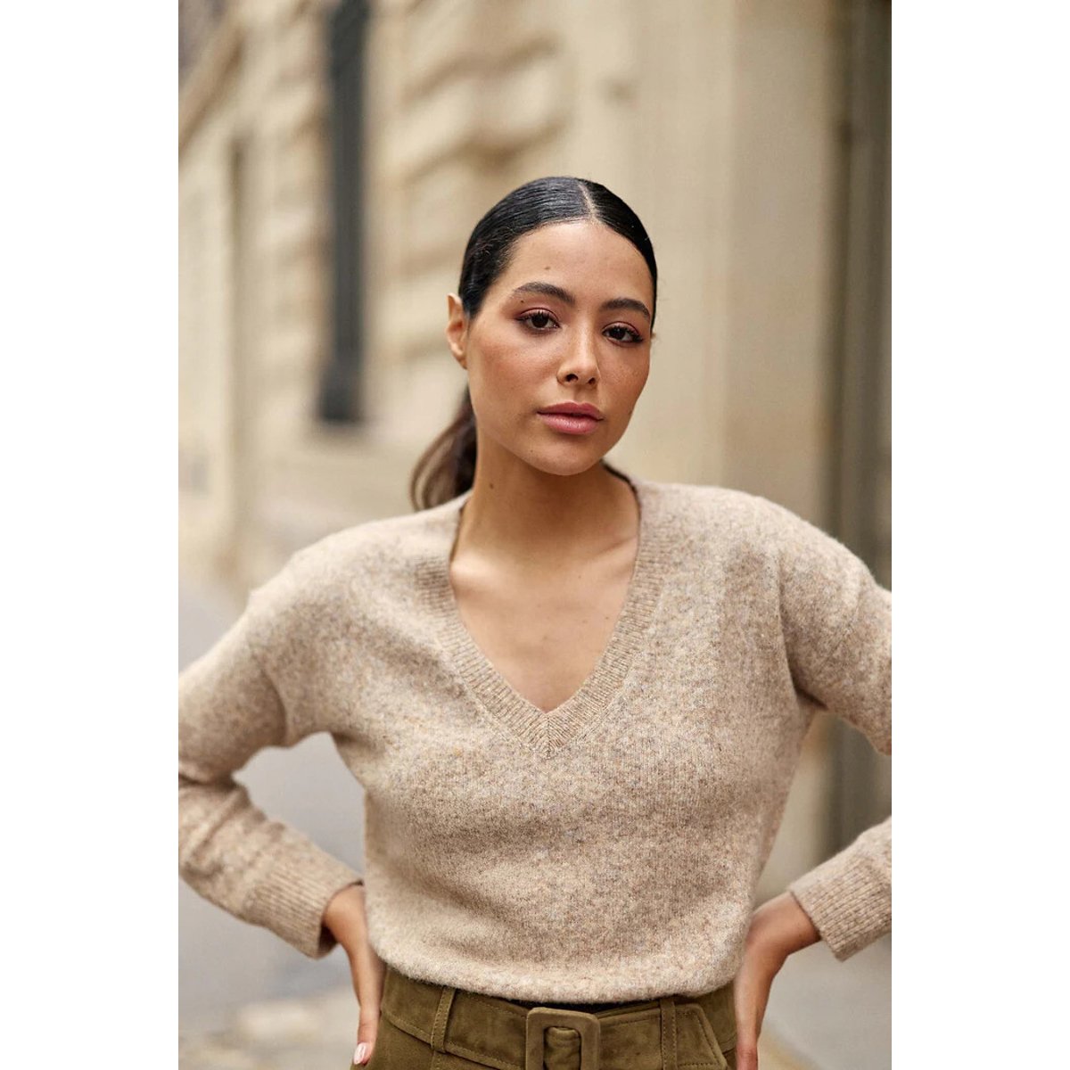La Petite Etoile Mantia V-Neck Jumper Women's Camel Small